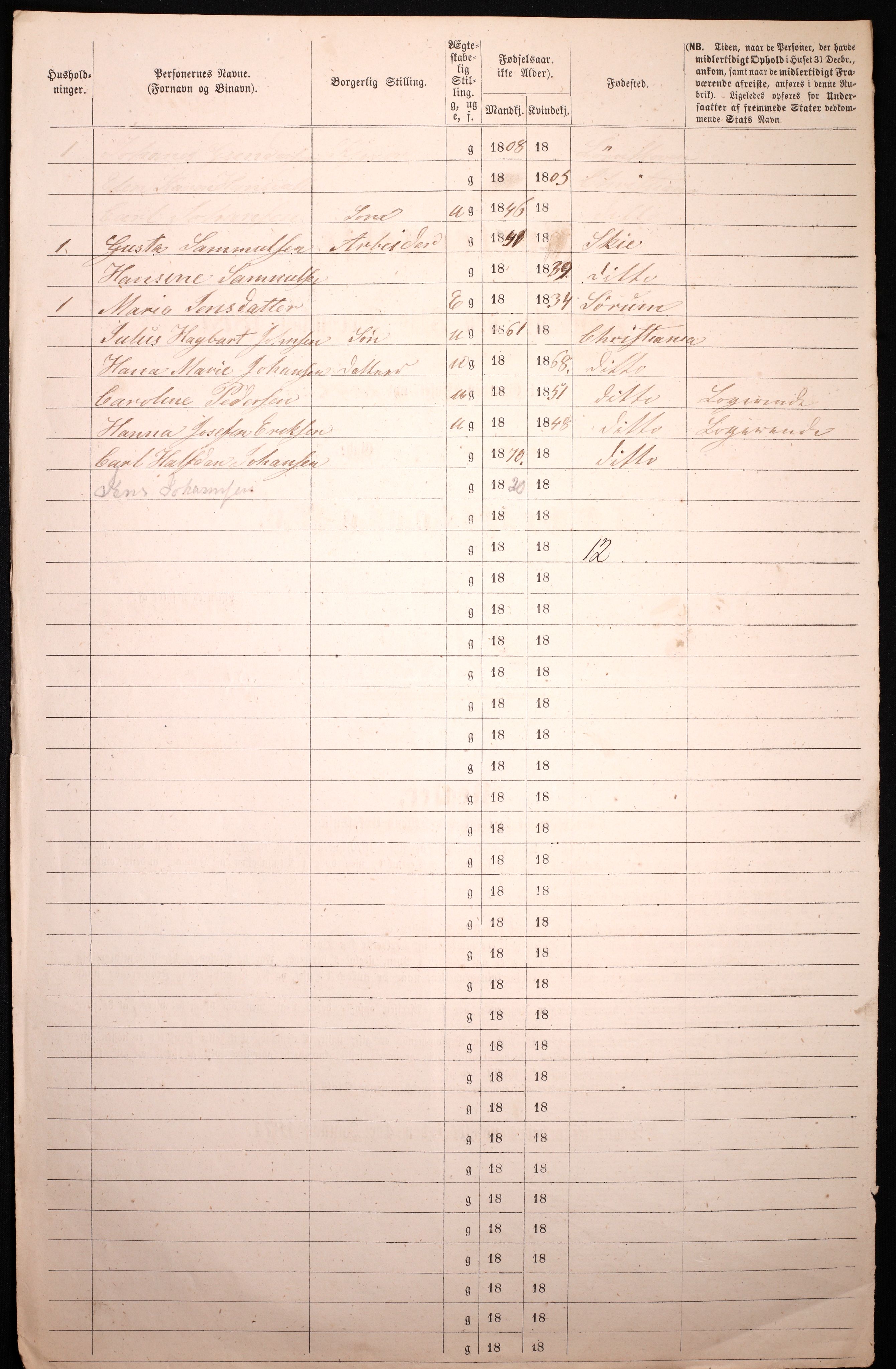 RA, 1870 census for 0301 Kristiania, 1870, p. 2634