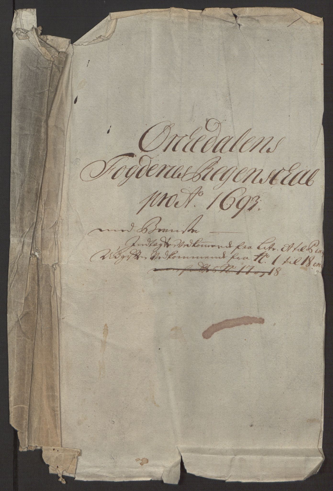 Rentekammeret inntil 1814, Reviderte regnskaper, Fogderegnskap, AV/RA-EA-4092/R58/L3938: Fogderegnskap Orkdal, 1693, p. 3