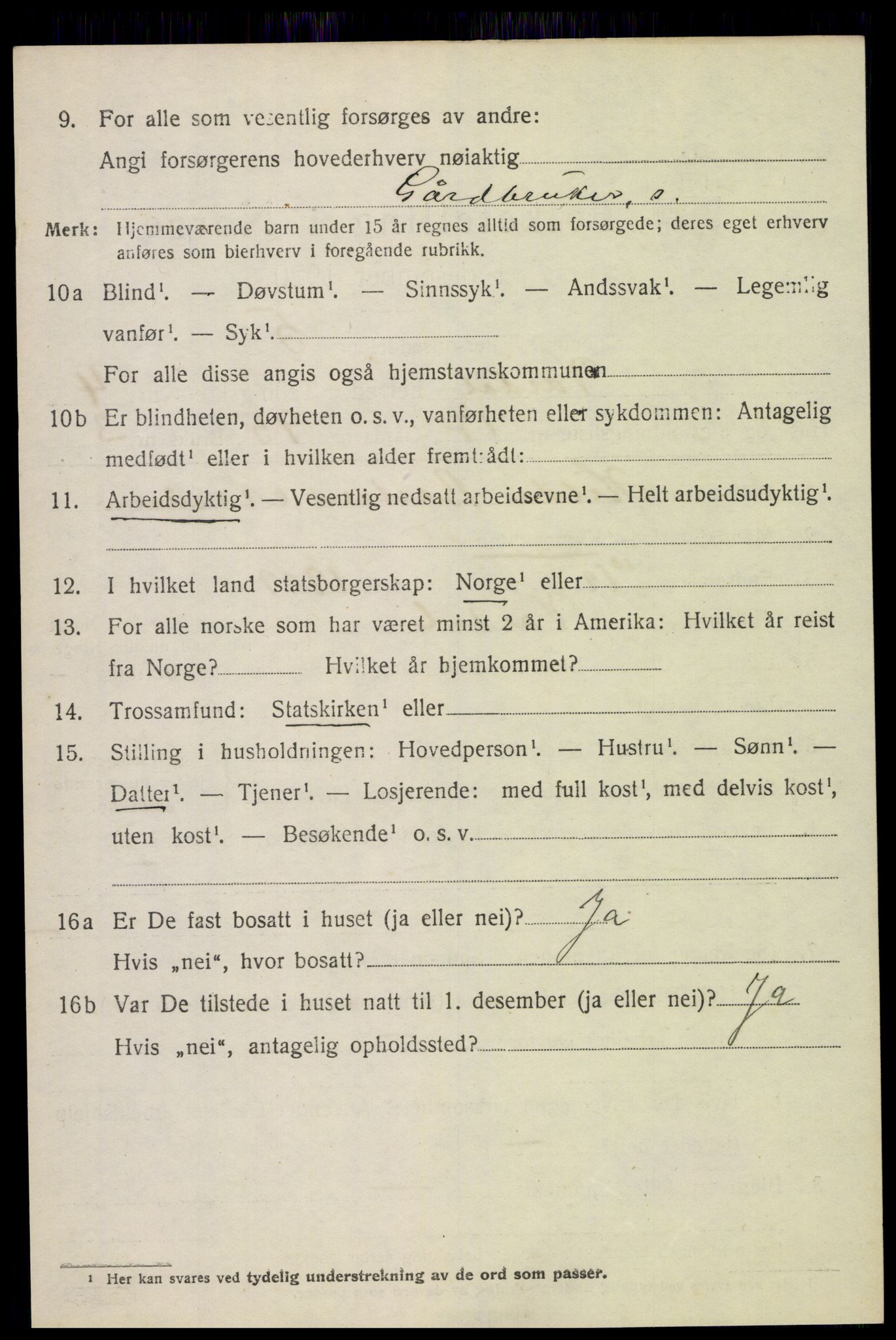 SAH, 1920 census for Vardal, 1920, p. 3030