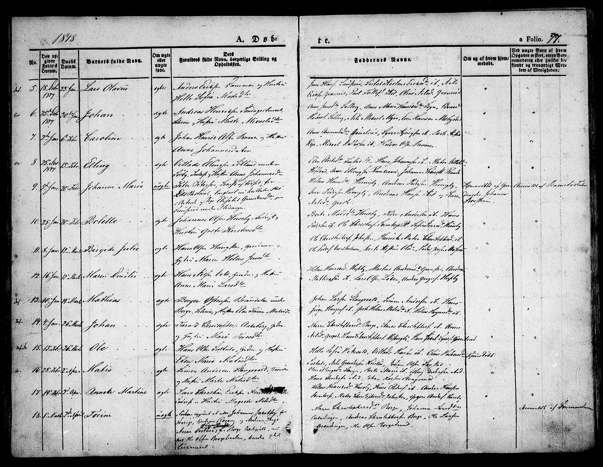 Råde prestekontor kirkebøker, AV/SAO-A-2009/F/Fa/L0005: Parish register (official) no. 5, 1830-1853, p. 77