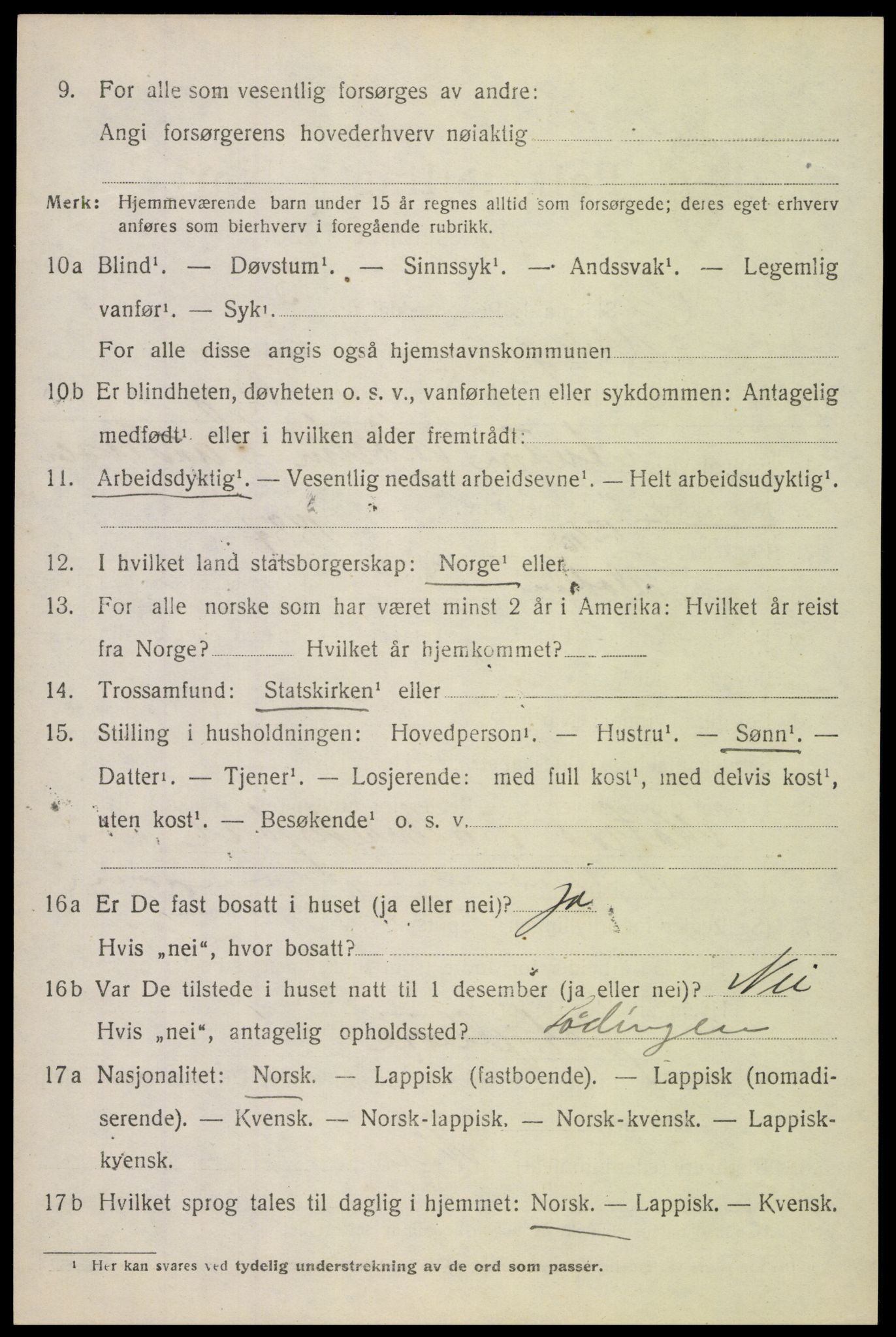 SAT, 1920 census for Lødingen, 1920, p. 5954