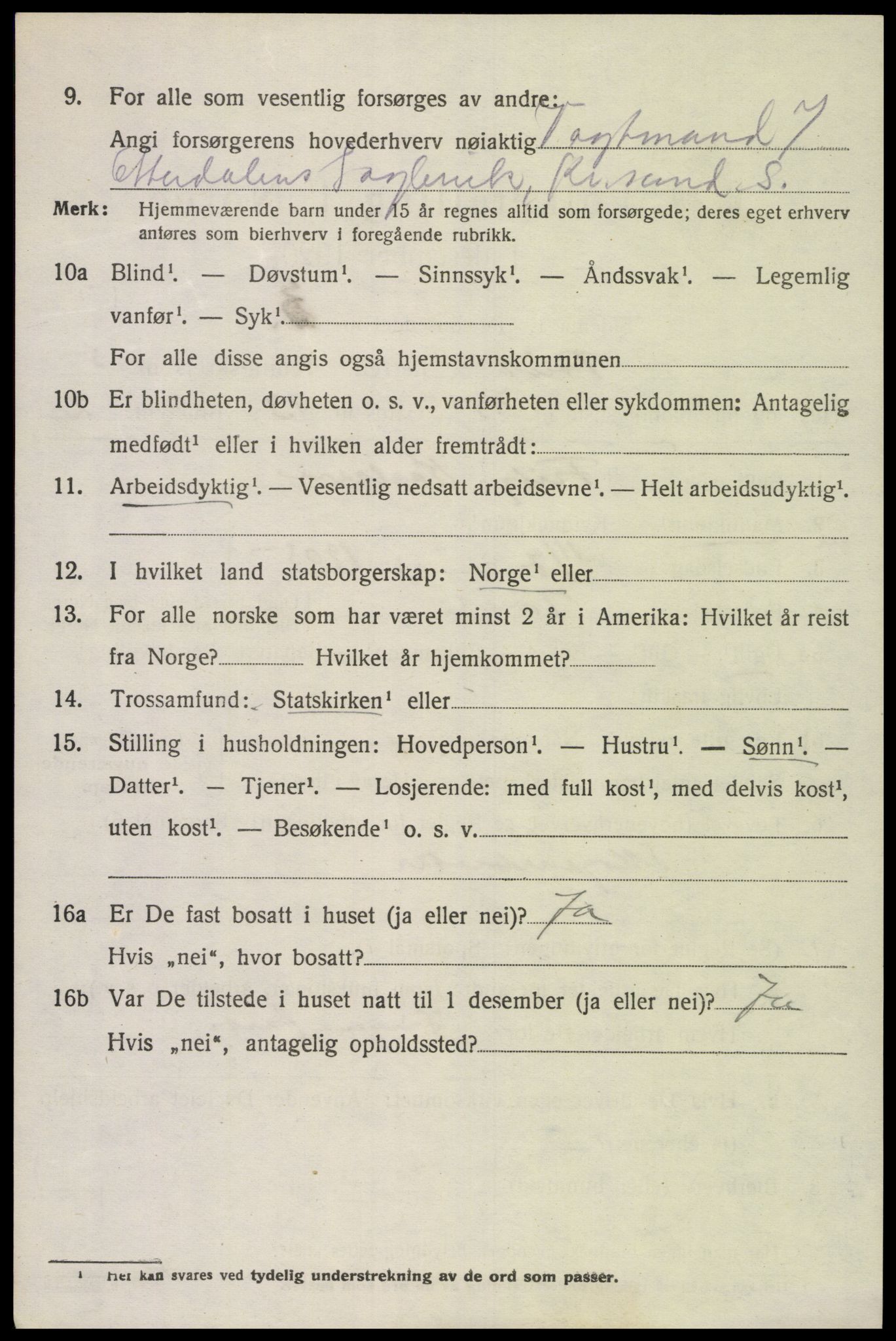 SAK, 1920 census for Tveit, 1920, p. 2753