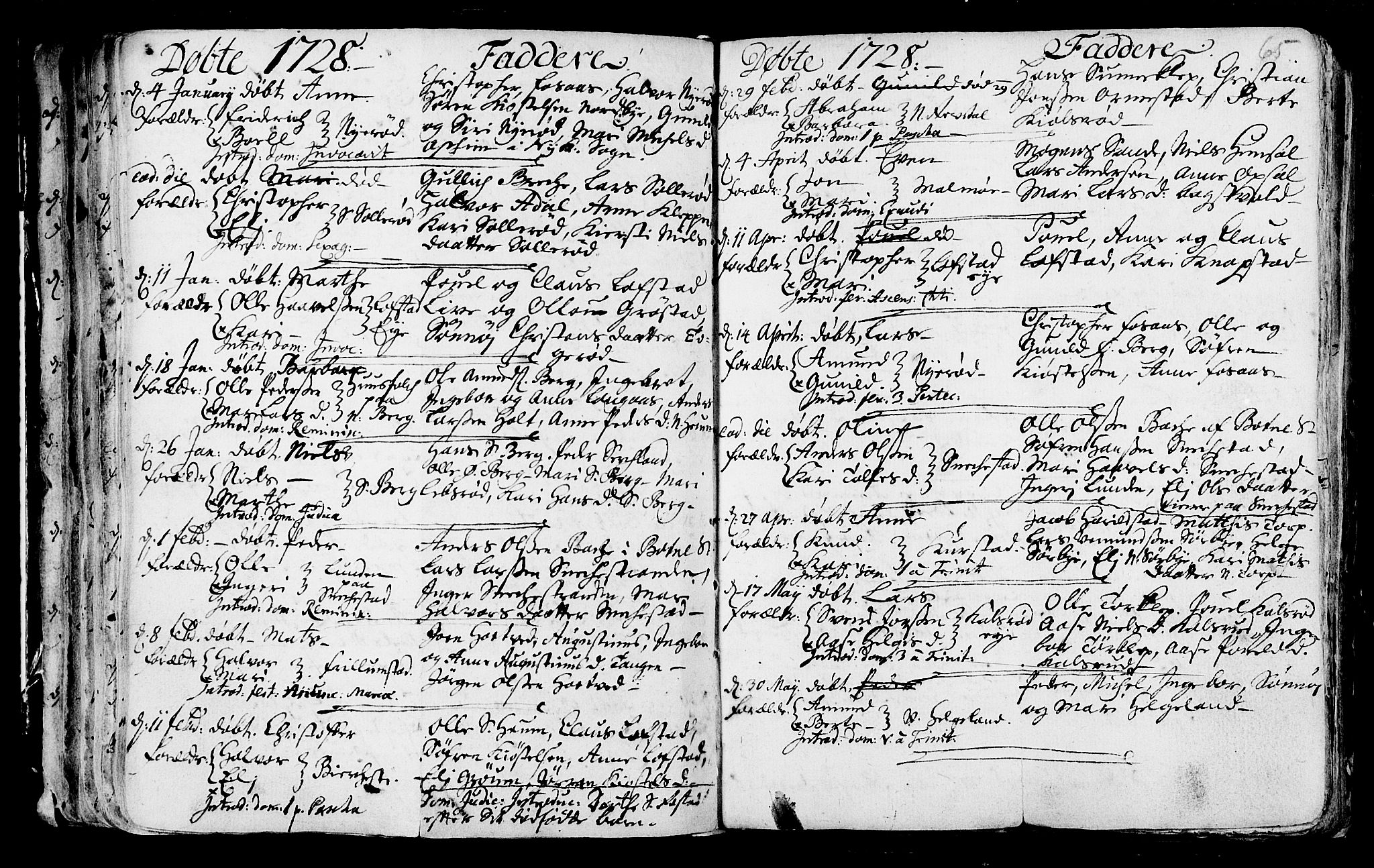 Våle kirkebøker, AV/SAKO-A-334/F/Fa/L0002: Parish register (official) no. I 2, 1705-1732, p. 65