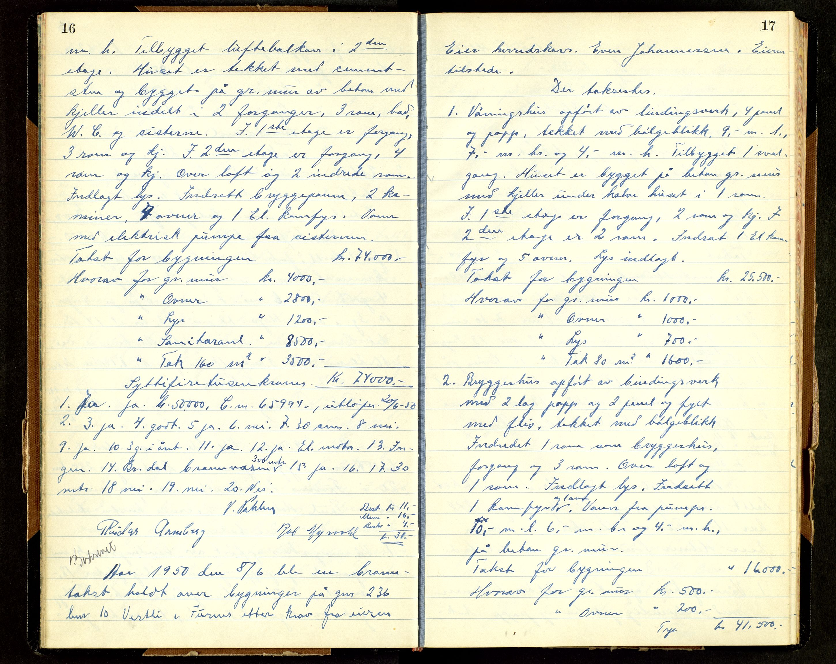 Norges Brannkasse, Furnes, AV/SAH-NBRANF-004/F/L0005: Branntakstprotokoll, 1950-1958, p. 16-17