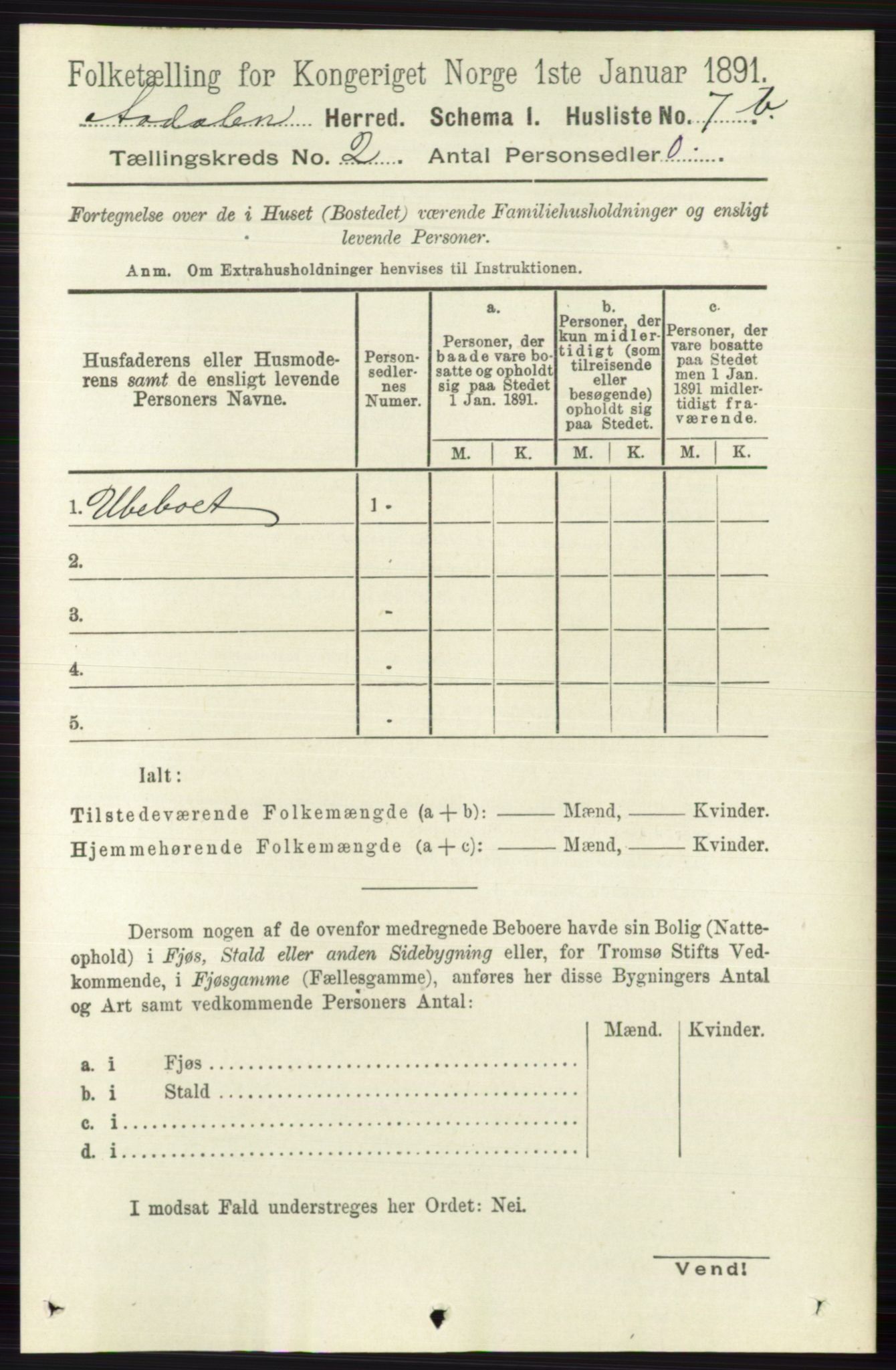 RA, 1891 census for 0614 Ådal, 1891, p. 595