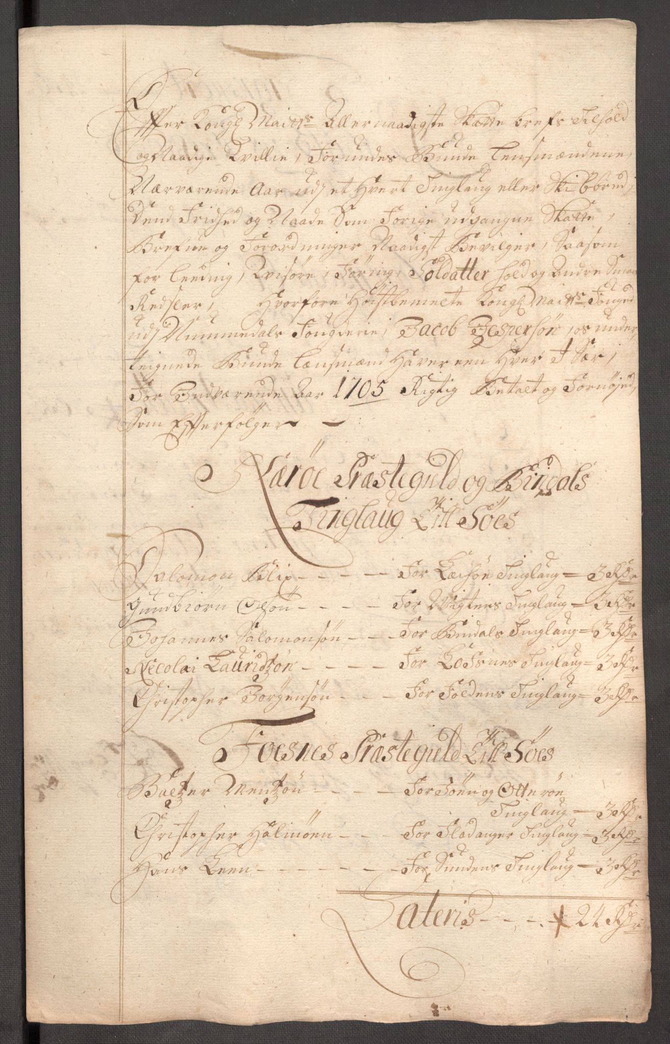 Rentekammeret inntil 1814, Reviderte regnskaper, Fogderegnskap, AV/RA-EA-4092/R64/L4429: Fogderegnskap Namdal, 1705-1706, p. 152