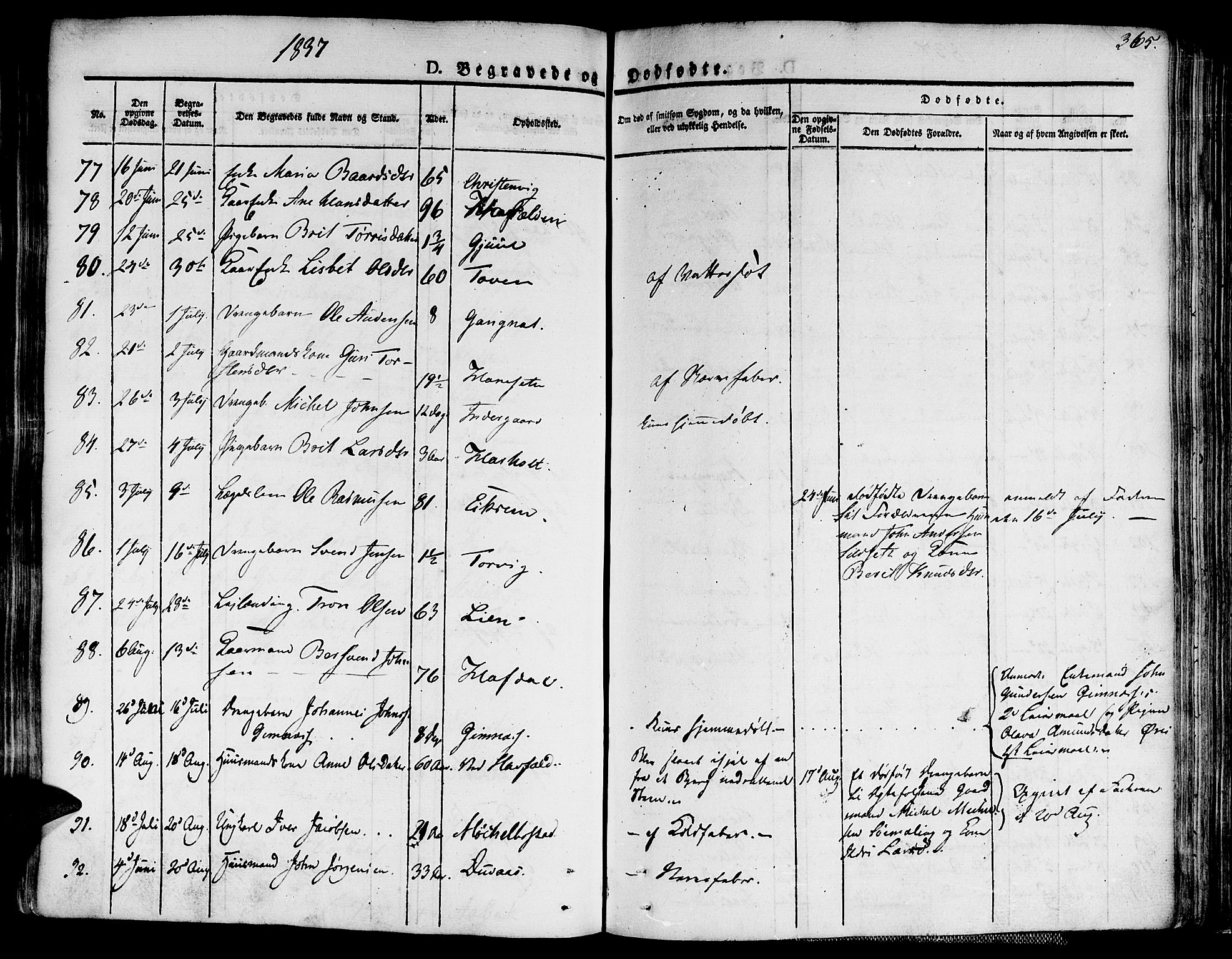 Ministerialprotokoller, klokkerbøker og fødselsregistre - Møre og Romsdal, AV/SAT-A-1454/586/L0983: Parish register (official) no. 586A09, 1829-1843, p. 365