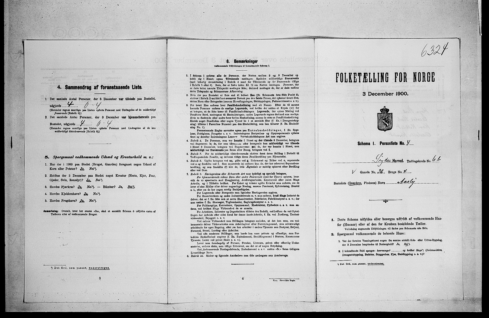 RA, 1900 census for Sigdal, 1900, p. 642