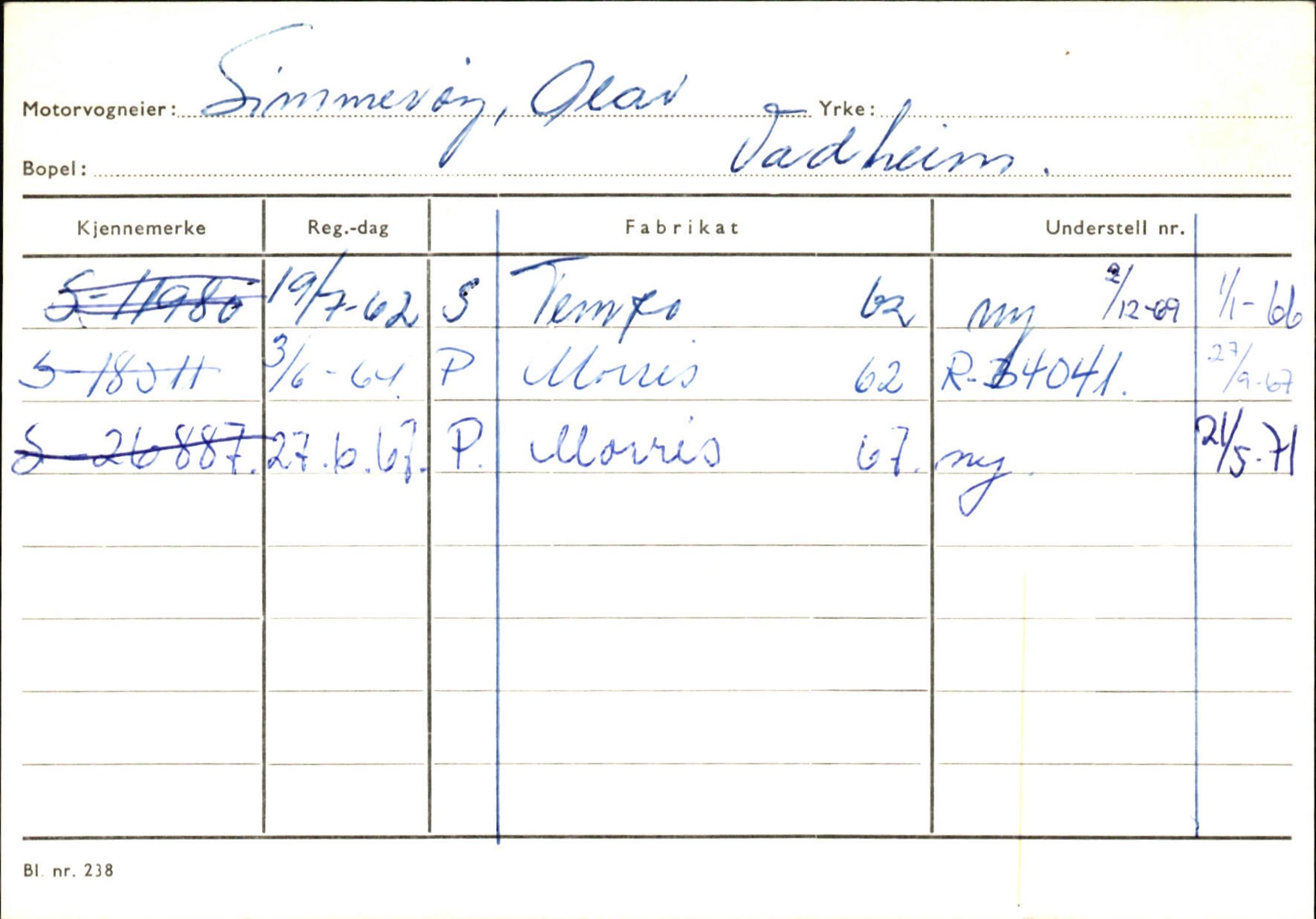Statens vegvesen, Sogn og Fjordane vegkontor, AV/SAB-A-5301/4/F/L0131: Eigarregister Høyanger P-Å. Stryn S-Å, 1945-1975, p. 205
