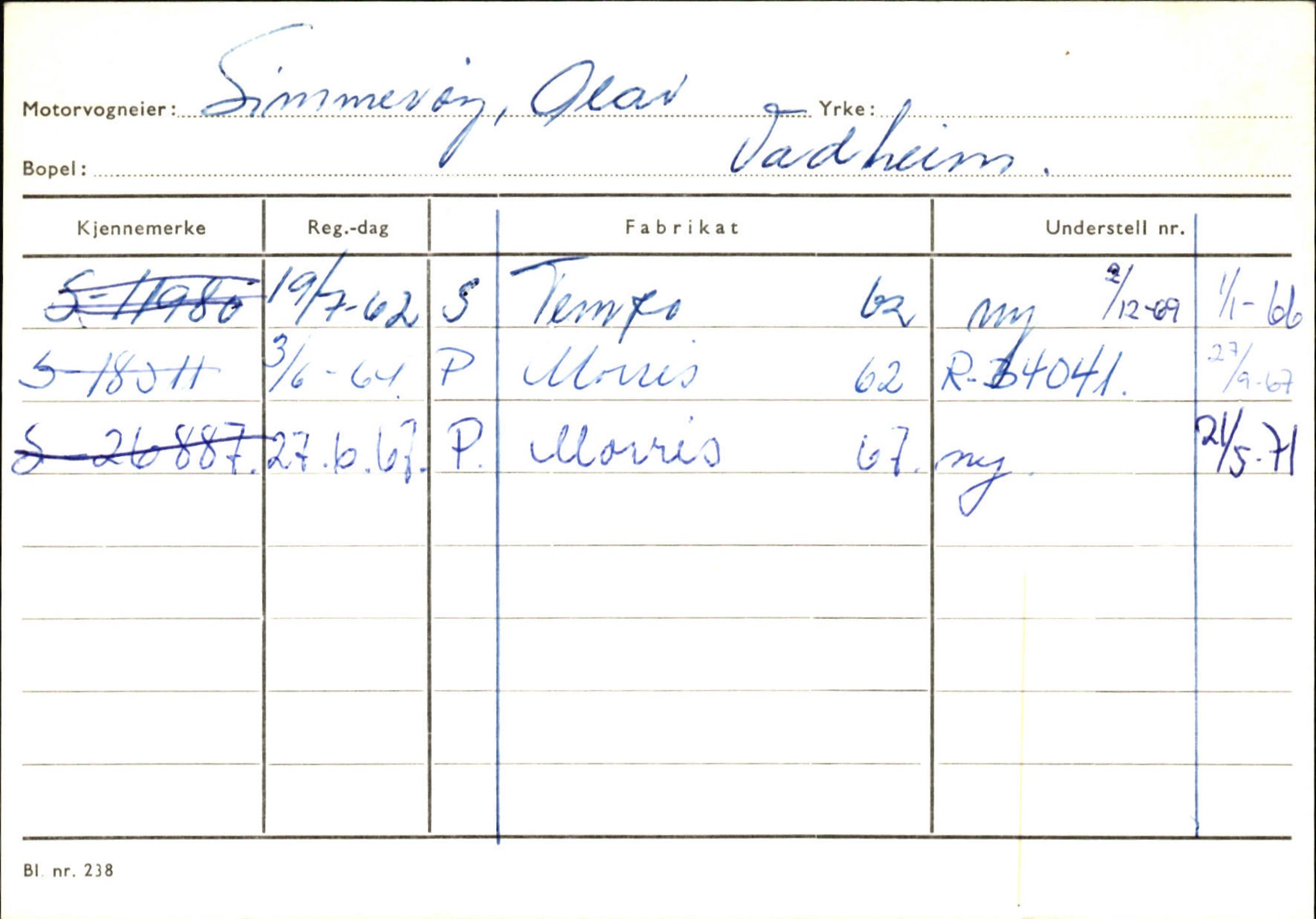 Statens vegvesen, Sogn og Fjordane vegkontor, SAB/A-5301/4/F/L0131: Eigarregister Høyanger P-Å. Stryn S-Å, 1945-1975, p. 205