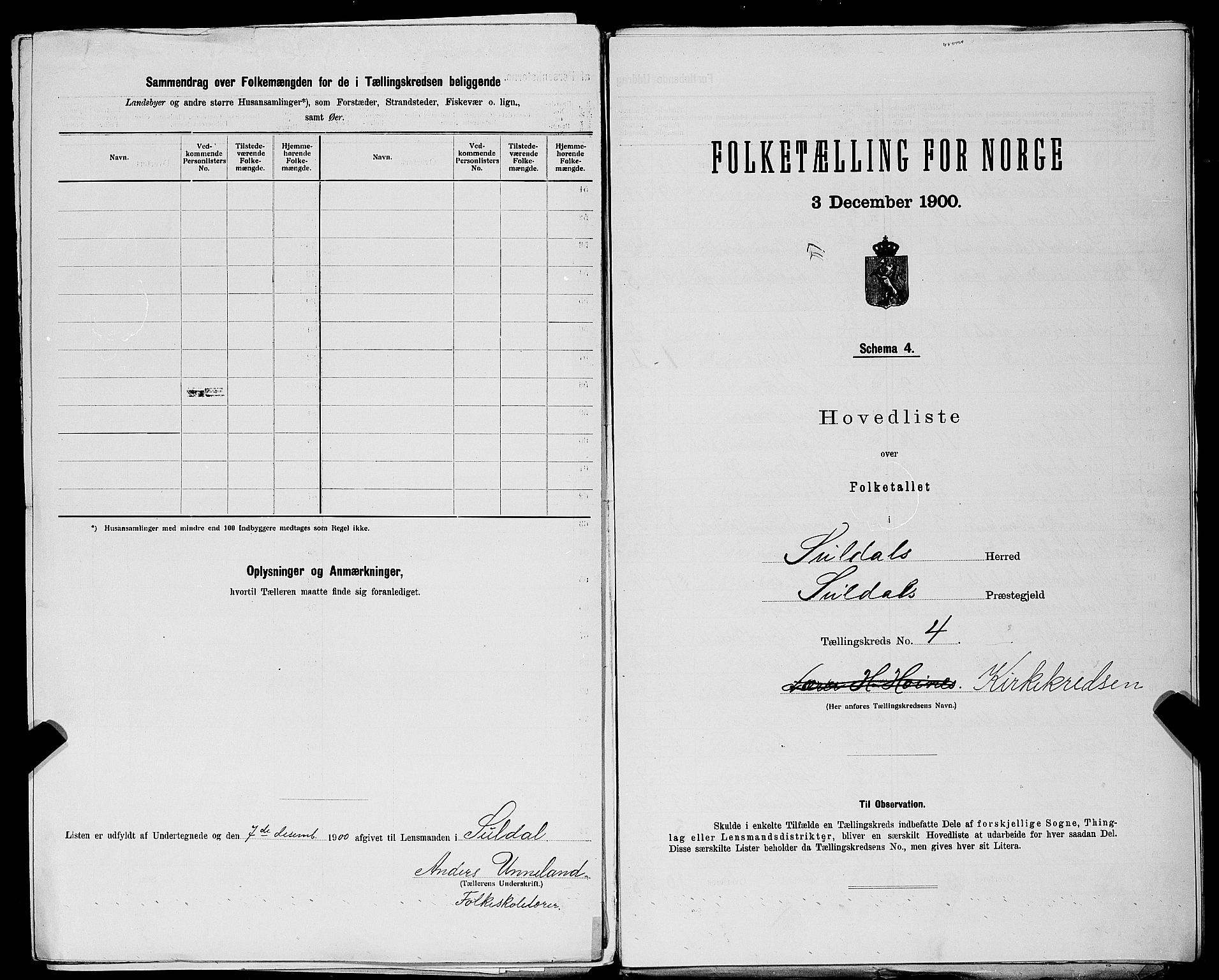 SAST, 1900 census for Suldal, 1900, p. 20