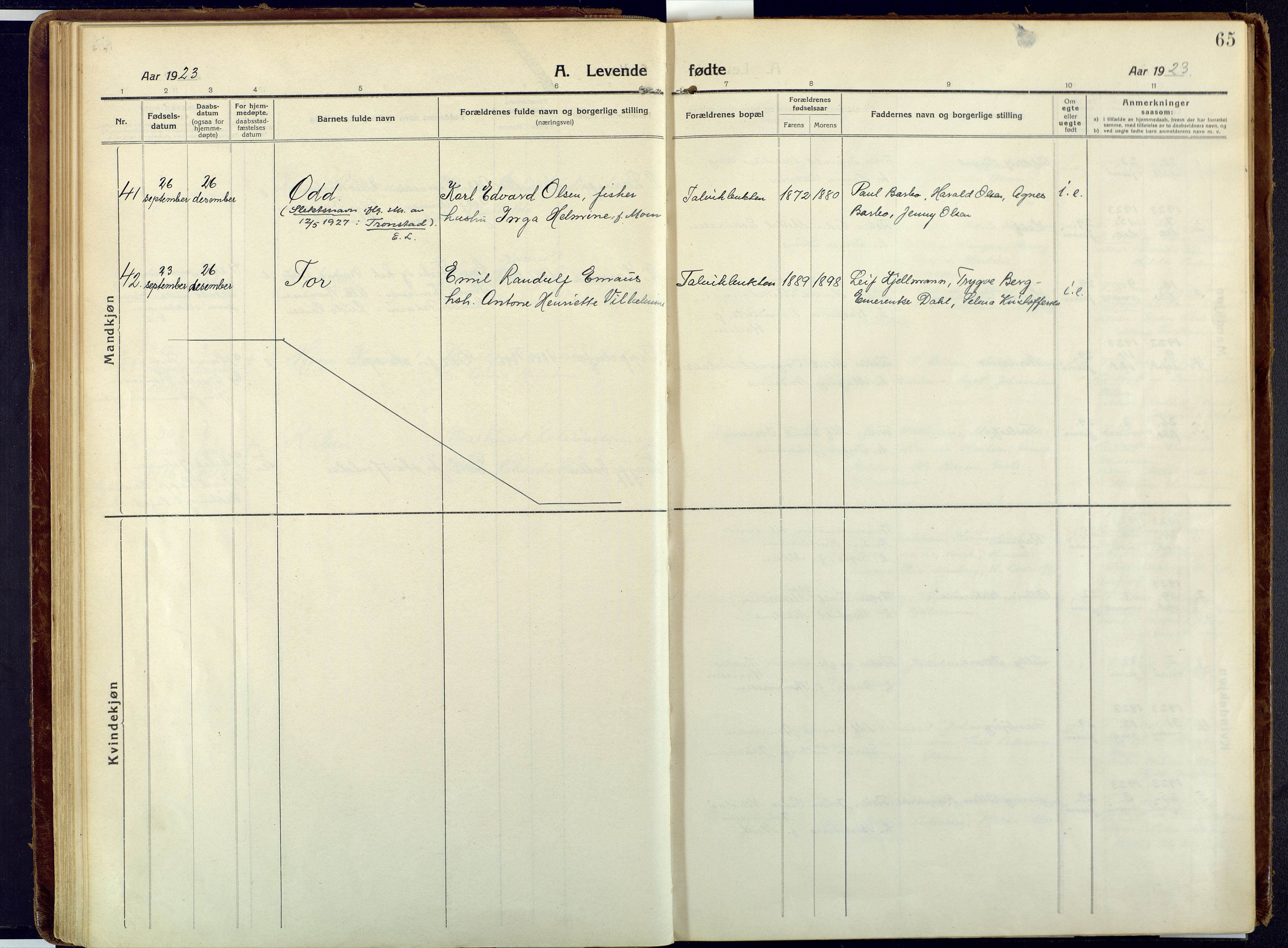 Talvik sokneprestkontor, SATØ/S-1337/H/Ha/L0018kirke: Parish register (official) no. 18, 1915-1924, p. 65