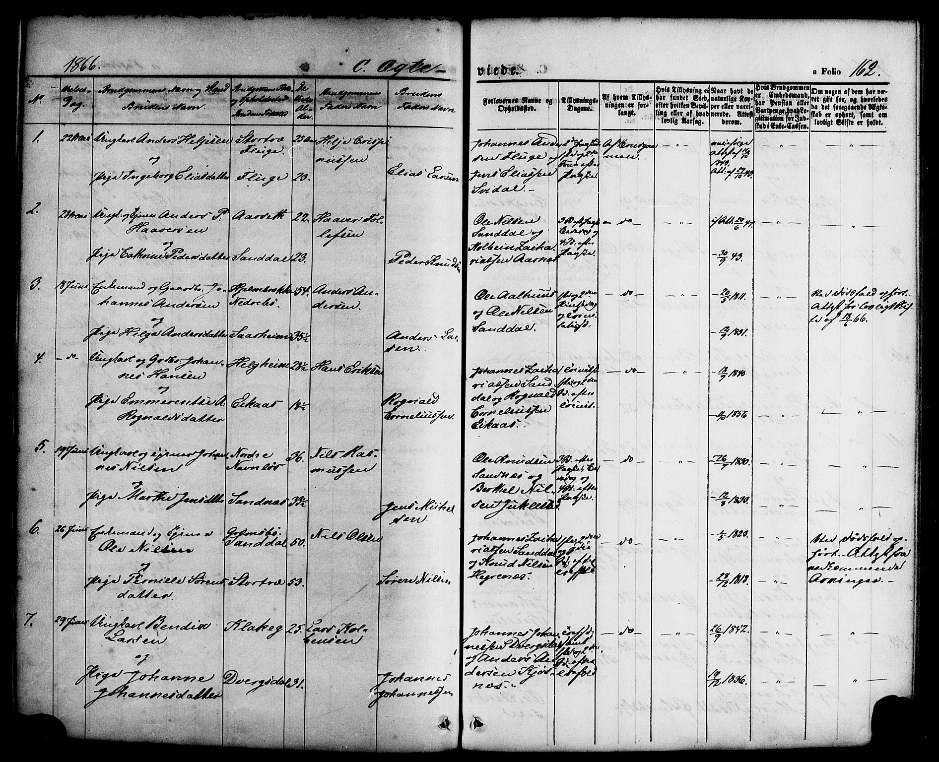 Jølster sokneprestembete, SAB/A-80701/H/Haa/Haaa/L0011: Parish register (official) no. A 11, 1866-1881, p. 162