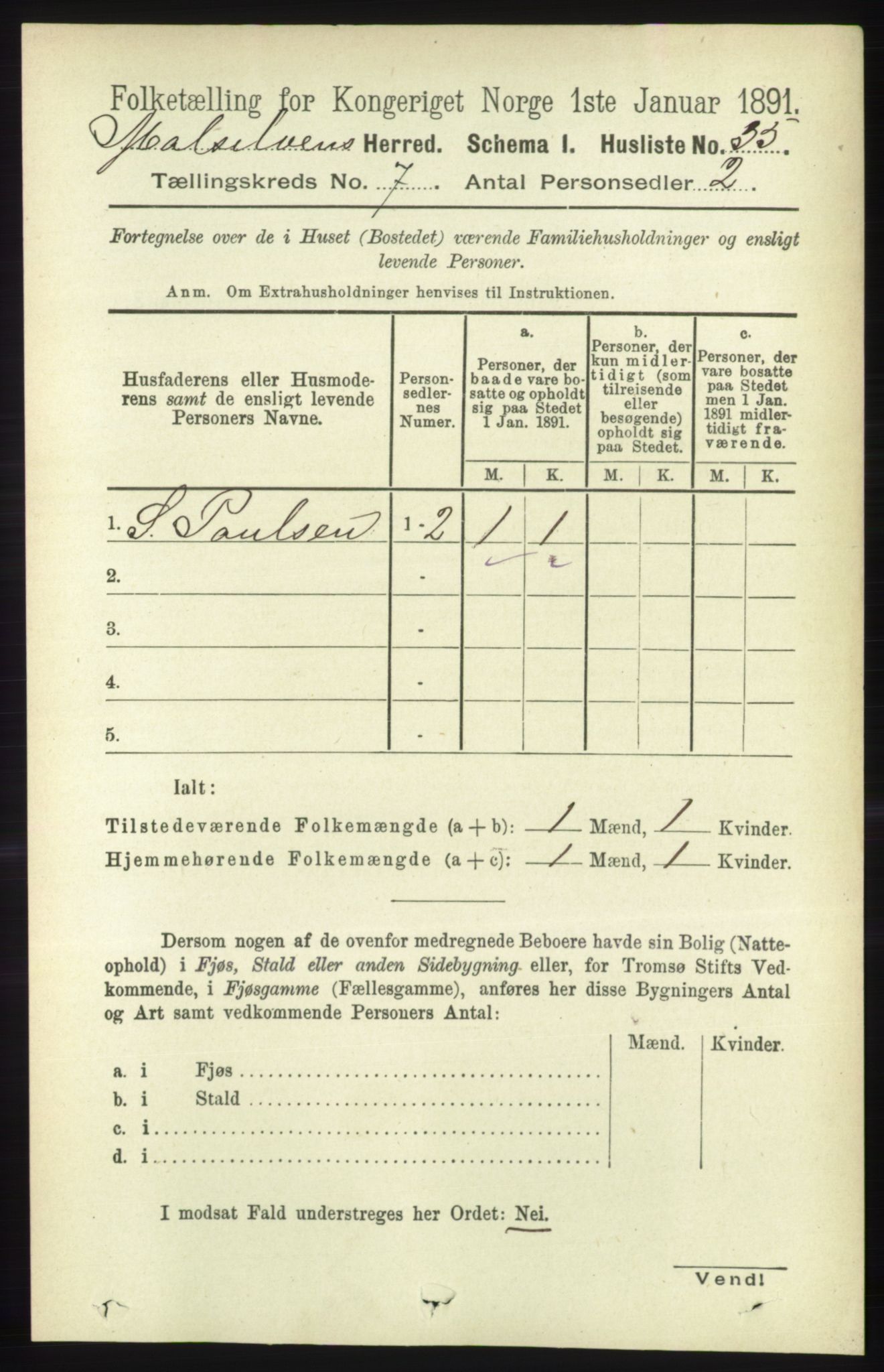 RA, 1891 census for 1924 Målselv, 1891, p. 2207