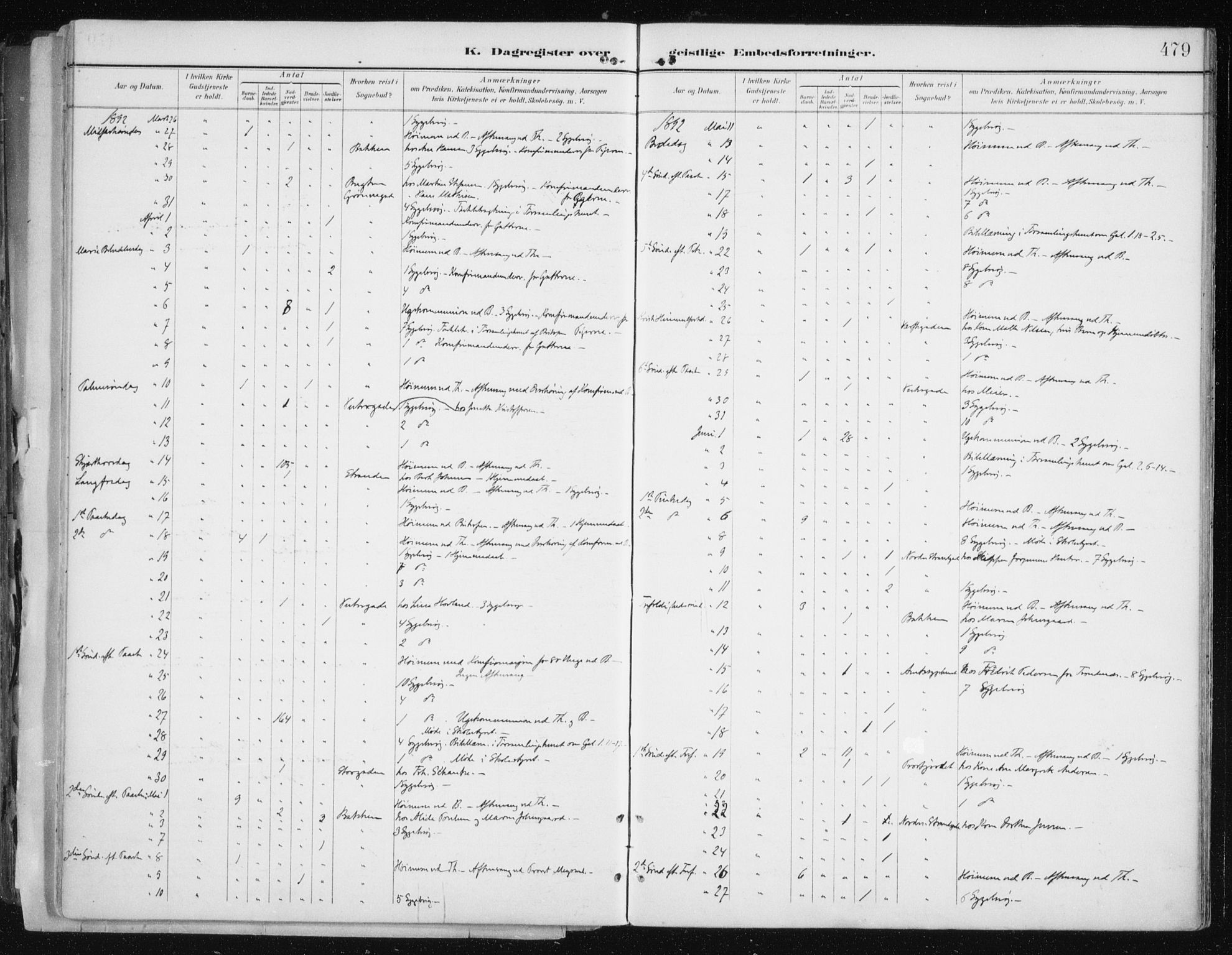 Tromsø sokneprestkontor/stiftsprosti/domprosti, AV/SATØ-S-1343/G/Ga/L0015kirke: Parish register (official) no. 15, 1889-1899, p. 479