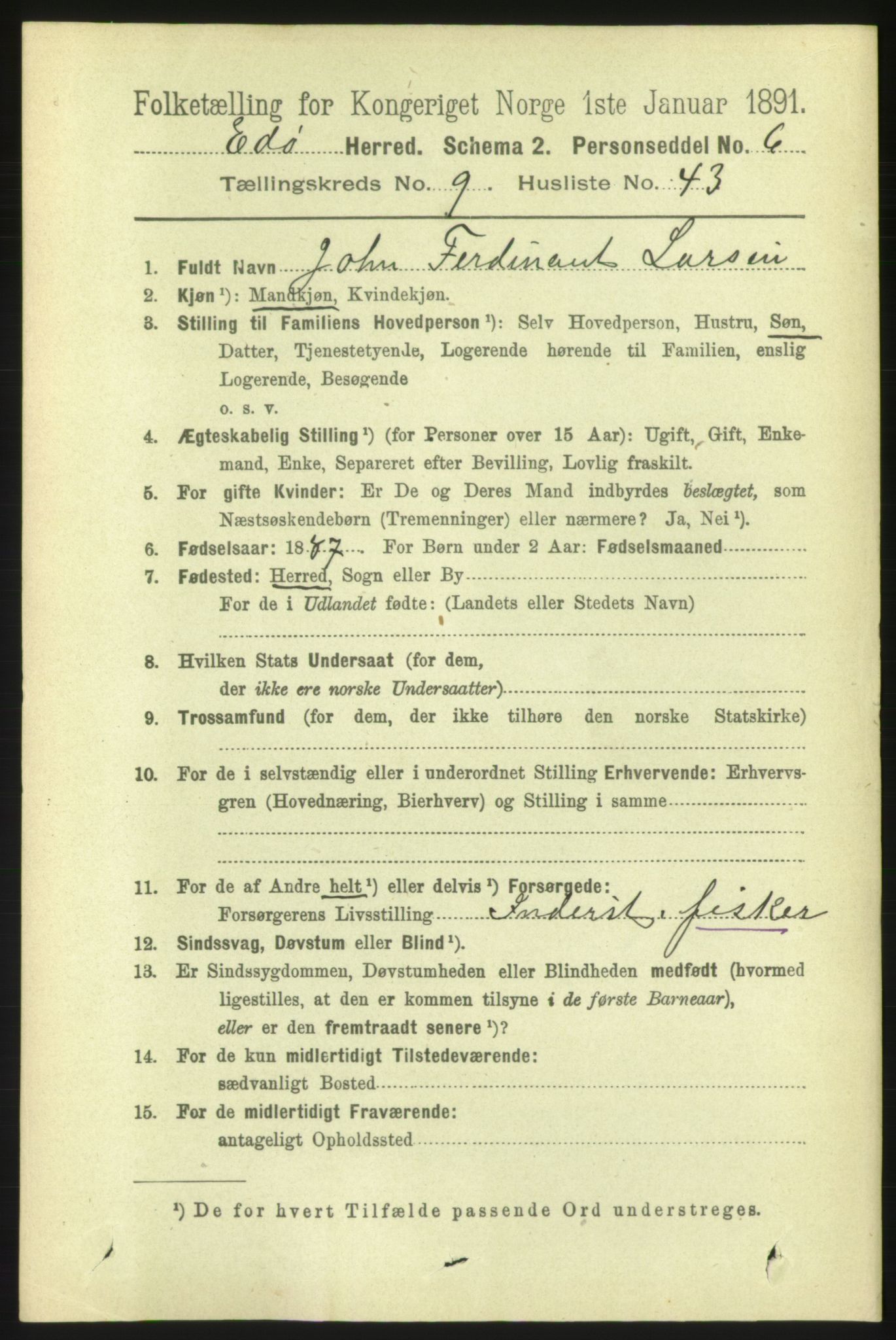 RA, 1891 census for 1573 Edøy, 1891, p. 2587