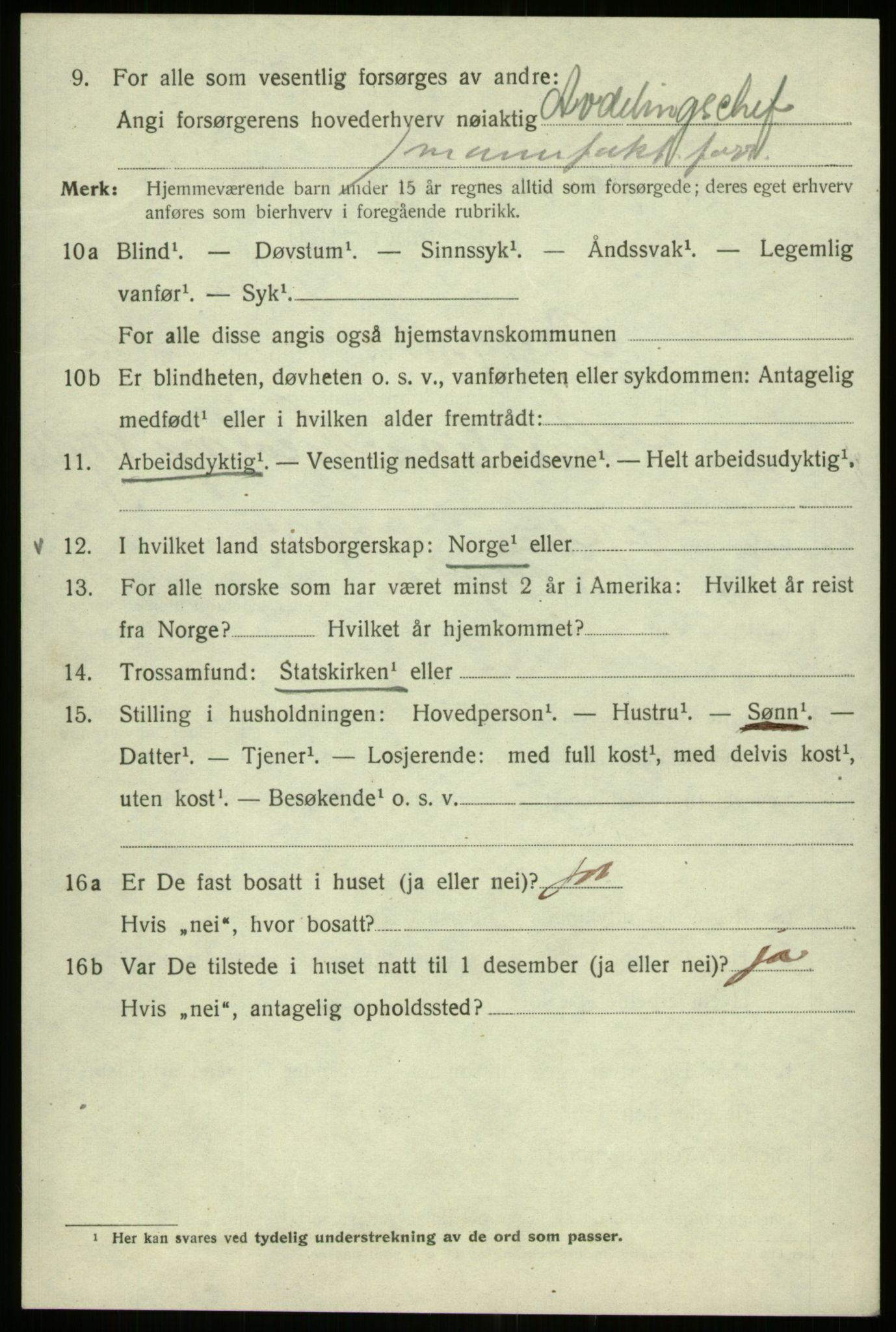 SAB, 1920 census for Bergen, 1920, p. 110370