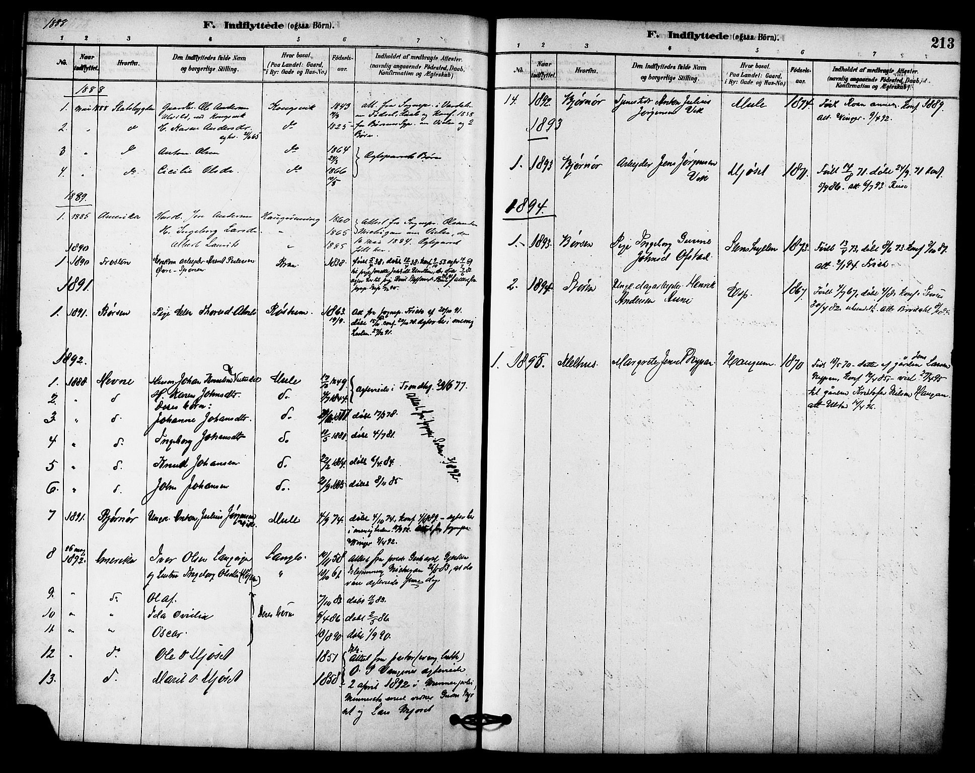Ministerialprotokoller, klokkerbøker og fødselsregistre - Sør-Trøndelag, SAT/A-1456/612/L0378: Parish register (official) no. 612A10, 1878-1897, p. 213