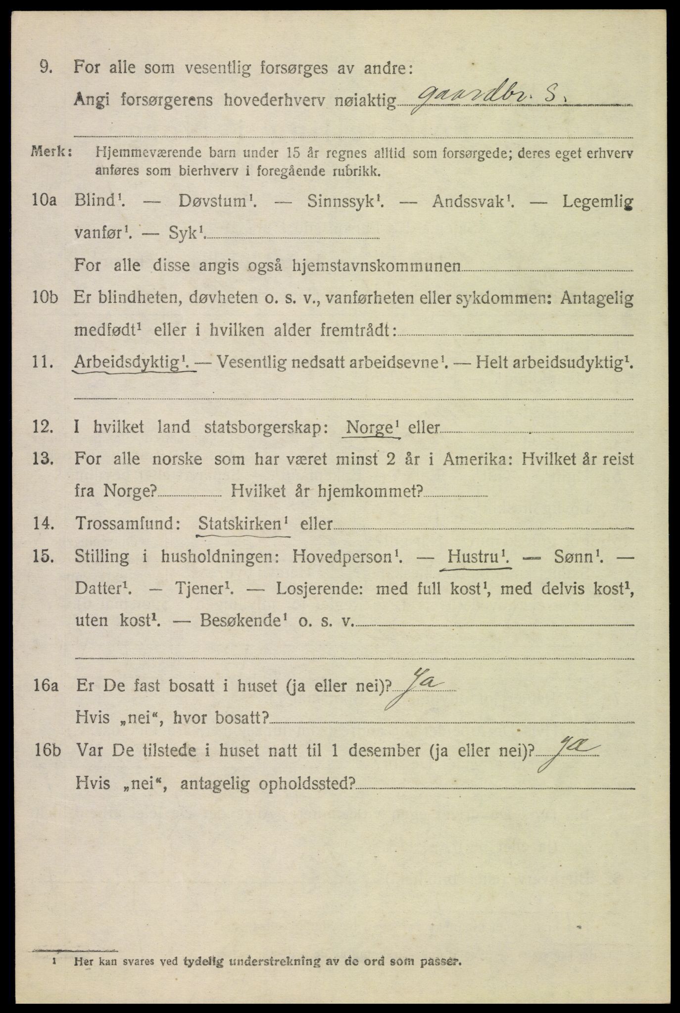 SAH, 1920 census for Kvikne, 1920, p. 3319