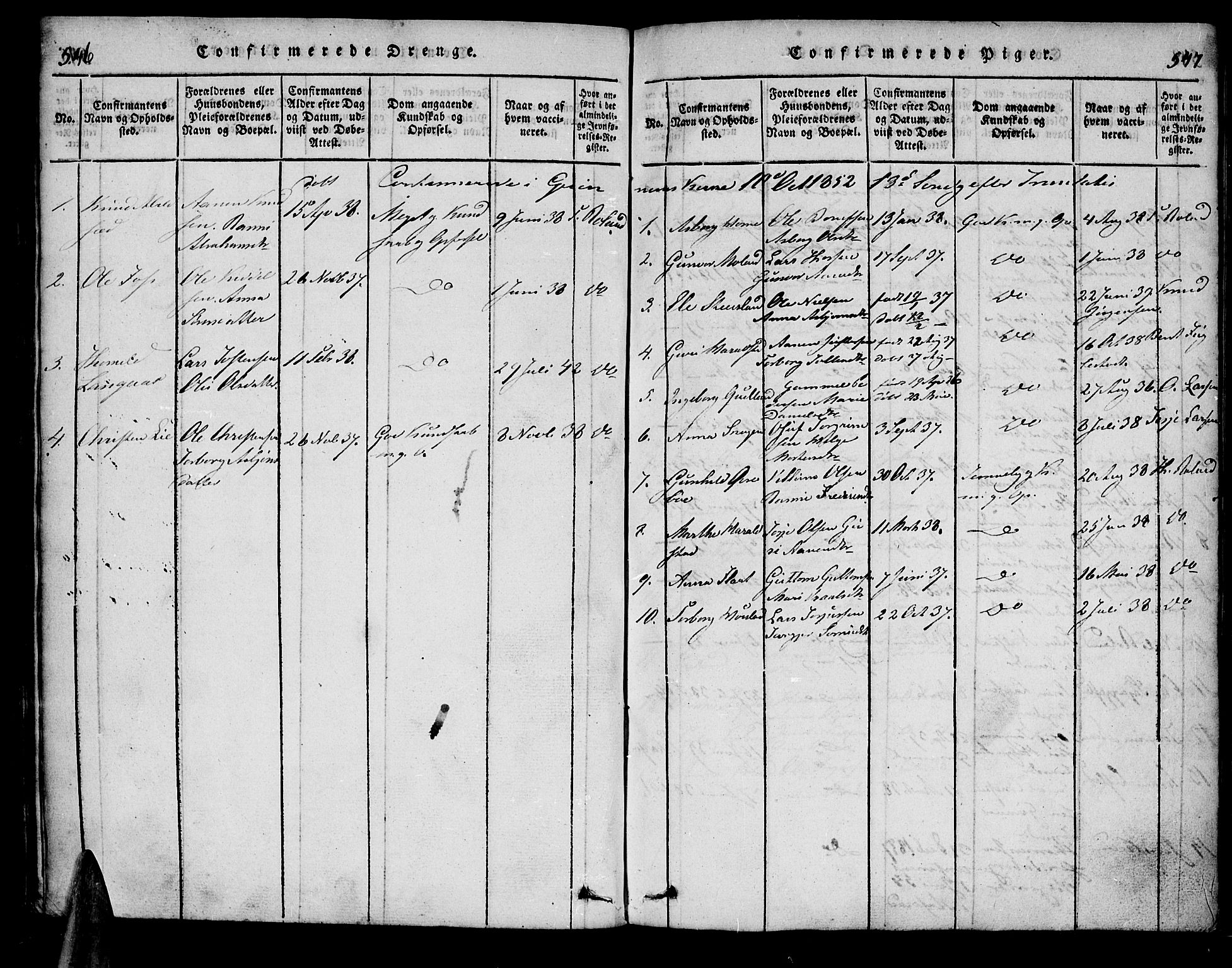 Bjelland sokneprestkontor, SAK/1111-0005/F/Fa/Faa/L0002: Parish register (official) no. A 2, 1816-1866, p. 546-547