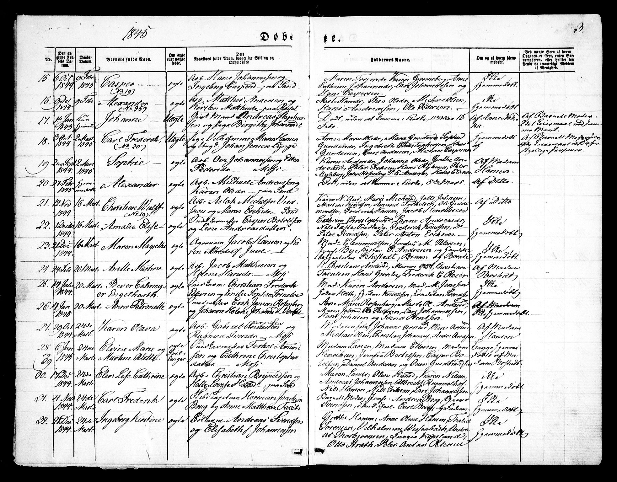 Moss prestekontor Kirkebøker, SAO/A-2003/F/Fa/L0007: Parish register (official) no. I 7, 1845-1851, p. 3
