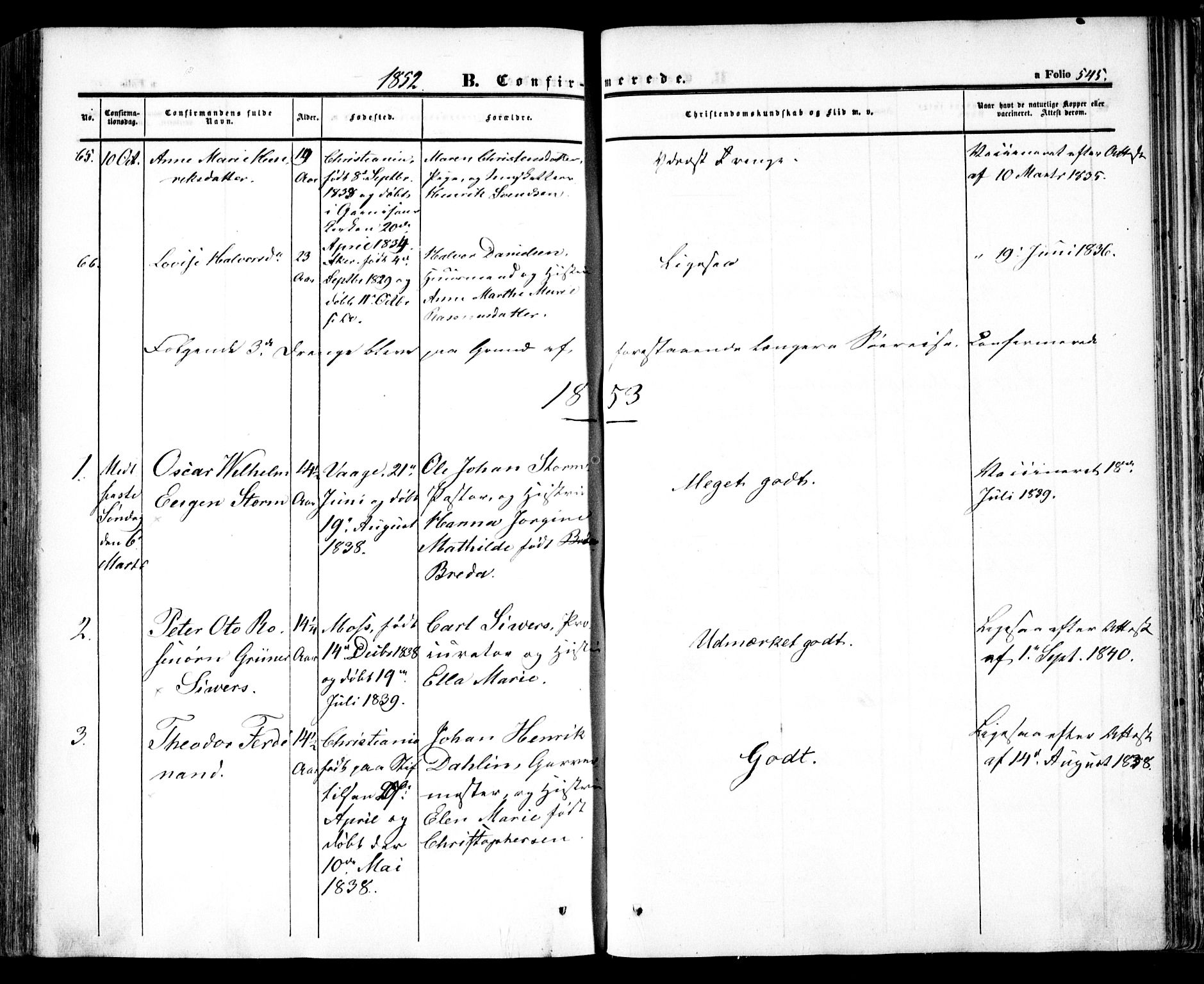 Oslo domkirke Kirkebøker, AV/SAO-A-10752/F/Fa/L0013: Parish register (official) no. 13, 1844-1864, p. 545