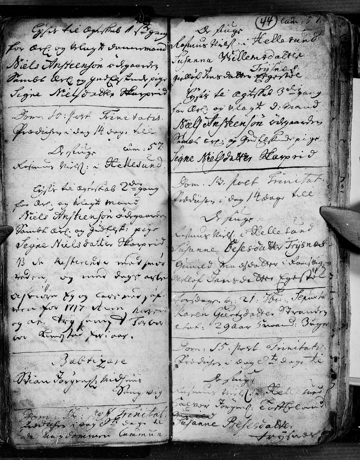 Søgne sokneprestkontor, SAK/1111-0037/F/Fa/Fab/L0001: Parish register (official) no. A 1, 1716-1740, p. 44