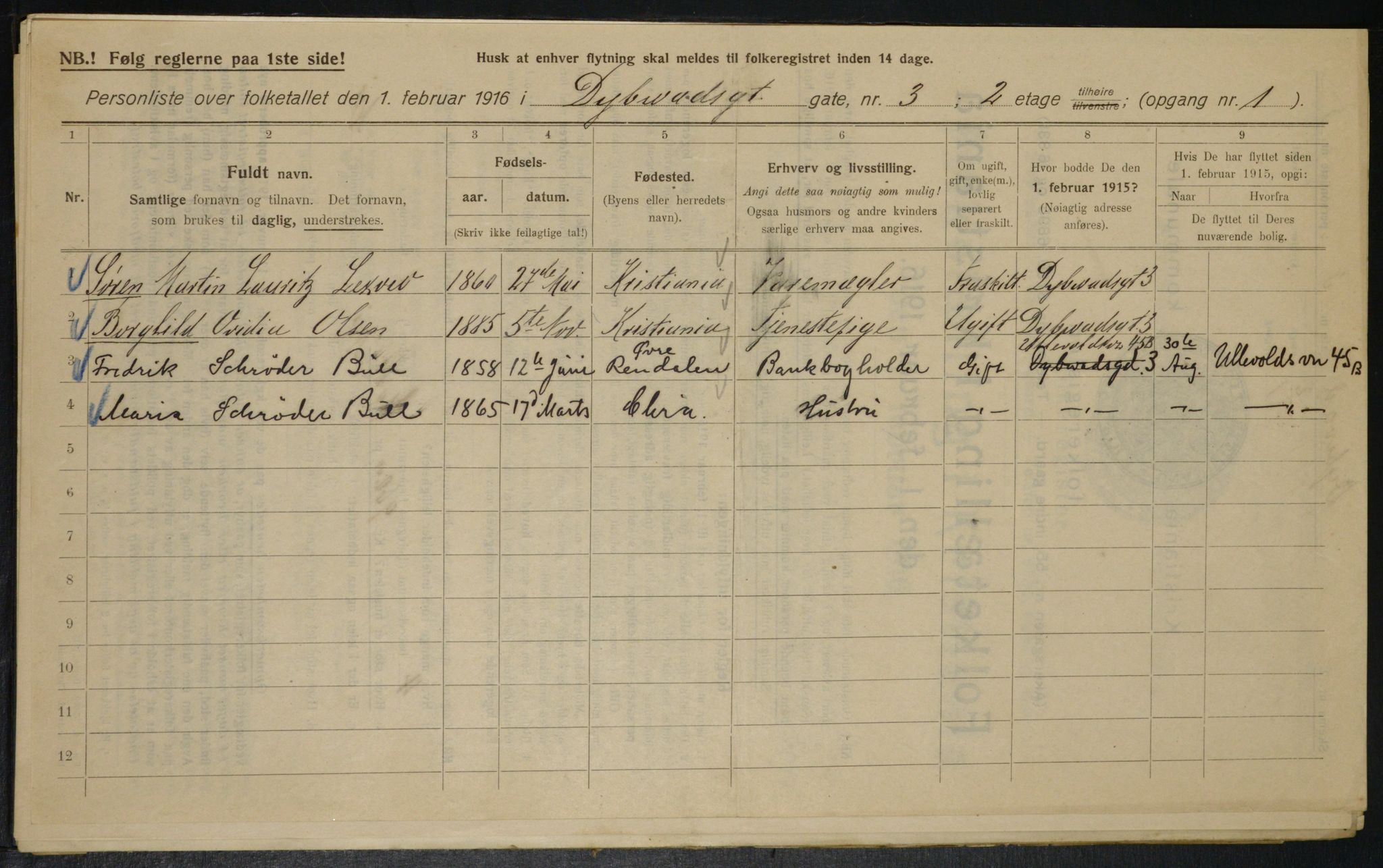 OBA, Municipal Census 1916 for Kristiania, 1916, p. 17569