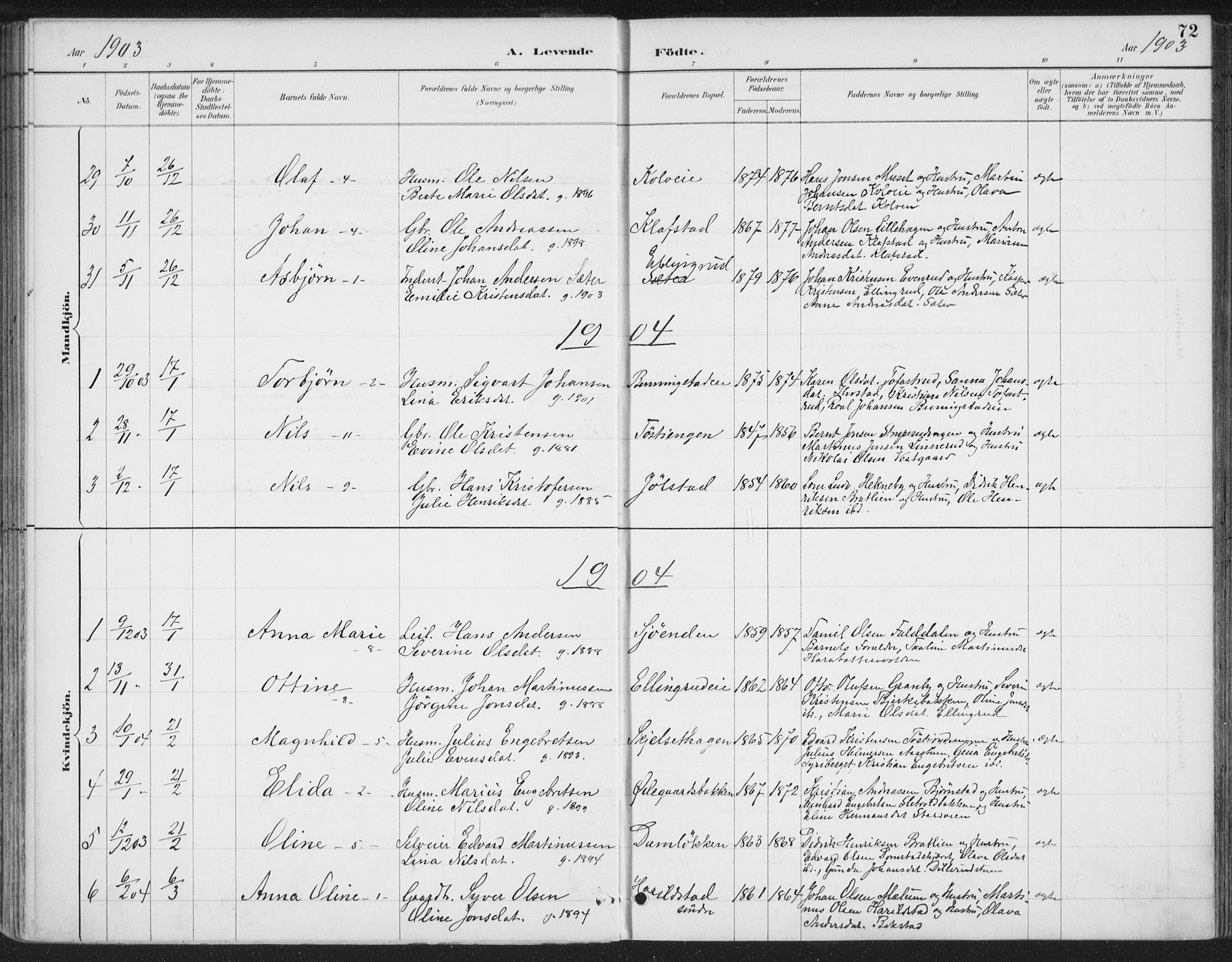 Romedal prestekontor, SAH/PREST-004/K/L0008: Parish register (official) no. 8, 1887-1905, p. 72