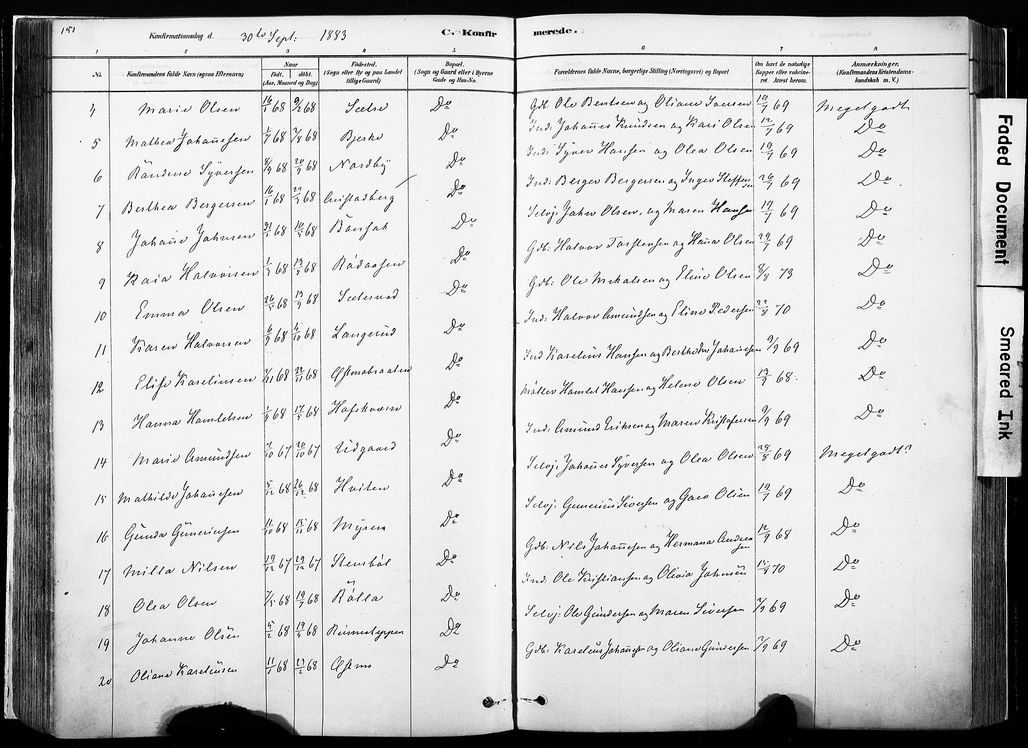 Hof prestekontor, AV/SAH-PREST-038/H/Ha/Haa/L0010: Parish register (official) no. 10, 1878-1909, p. 151