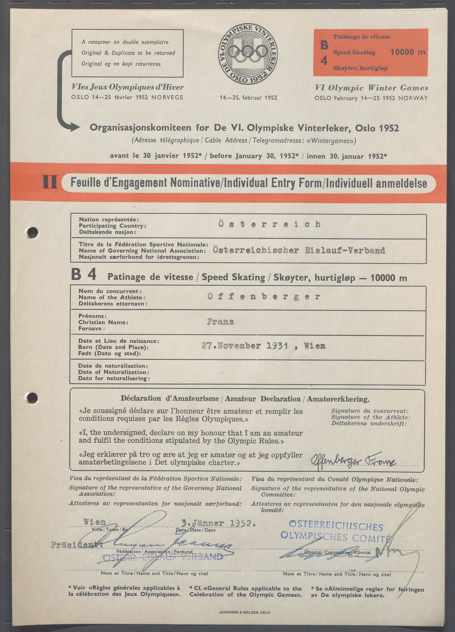 Organisasjonskomiteen for de VI. olympiske vinterleker, OBA/A-20130/H/Ha, 1951-1952, p. 1274