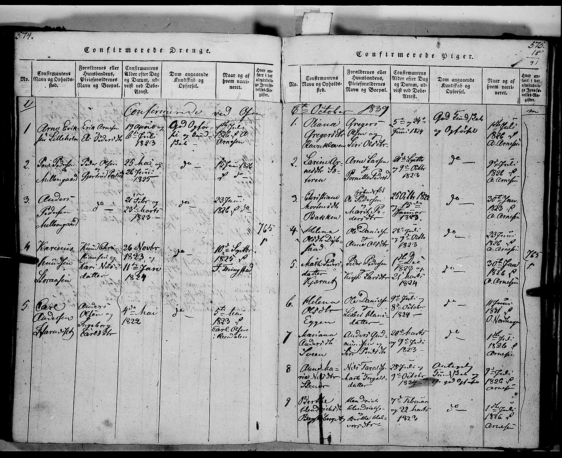 Trysil prestekontor, AV/SAH-PREST-046/H/Ha/Haa/L0003: Parish register (official) no. 3 /2, 1814-1842, p. 574-575