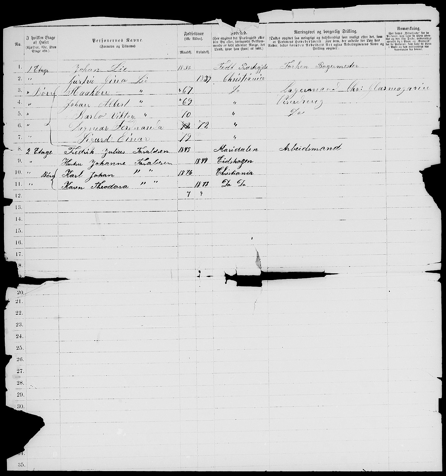 RA, 1885 census for 0301 Kristiania, 1885, p. 1508