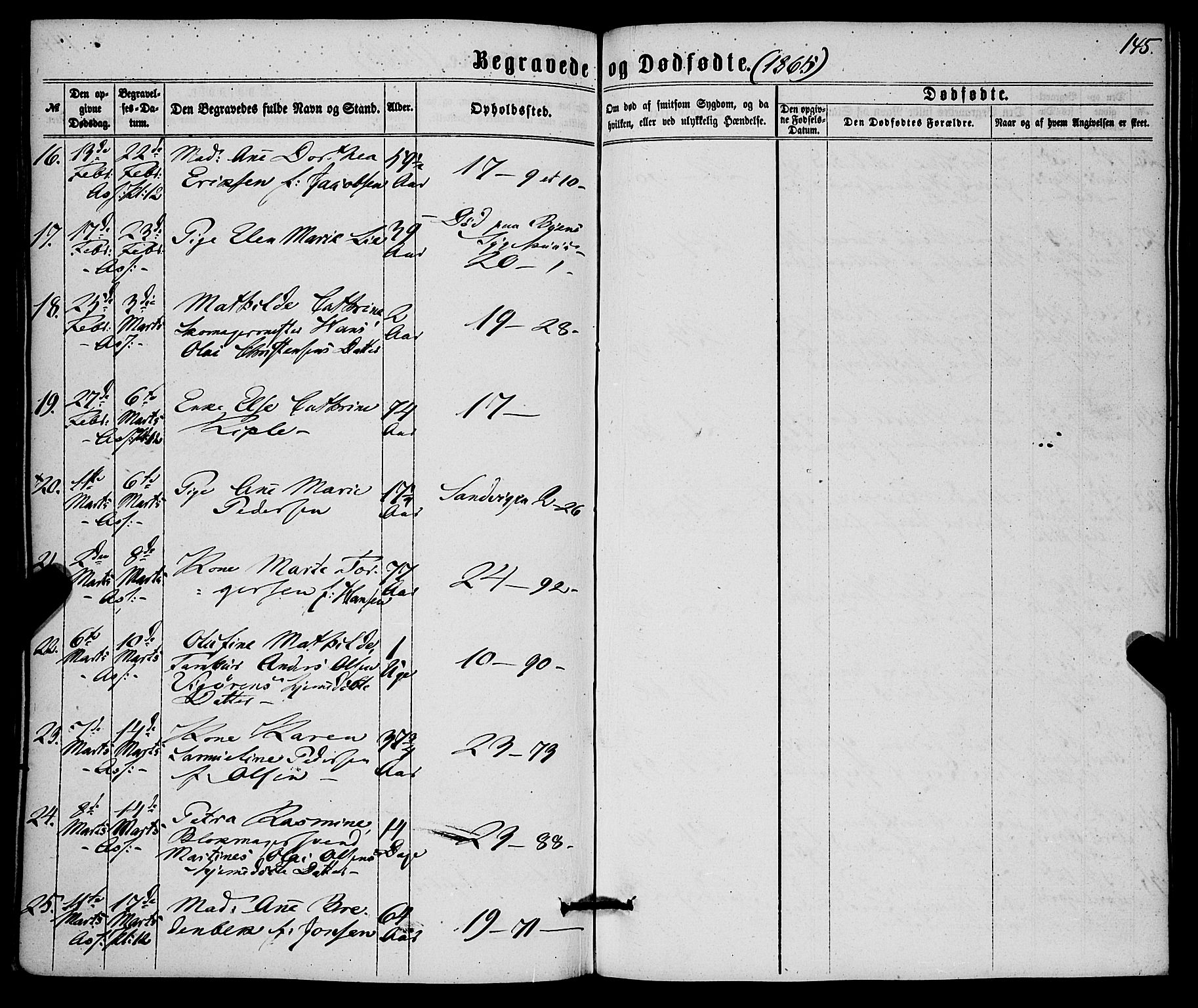 Korskirken sokneprestembete, SAB/A-76101/H/Haa/L0045: Parish register (official) no. E 3, 1863-1875, p. 145