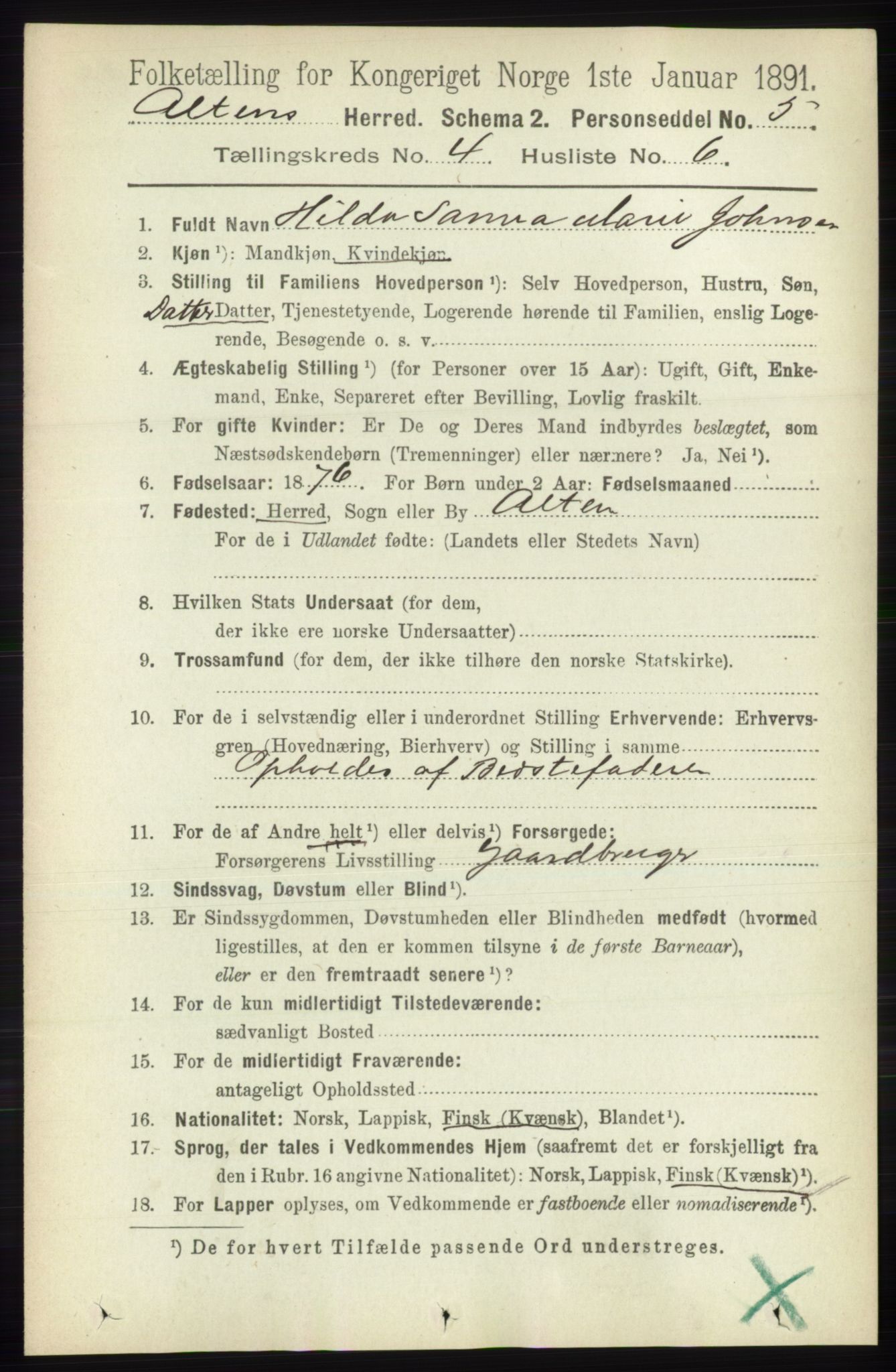 RA, 1891 census for 2012 Alta, 1891, p. 1392