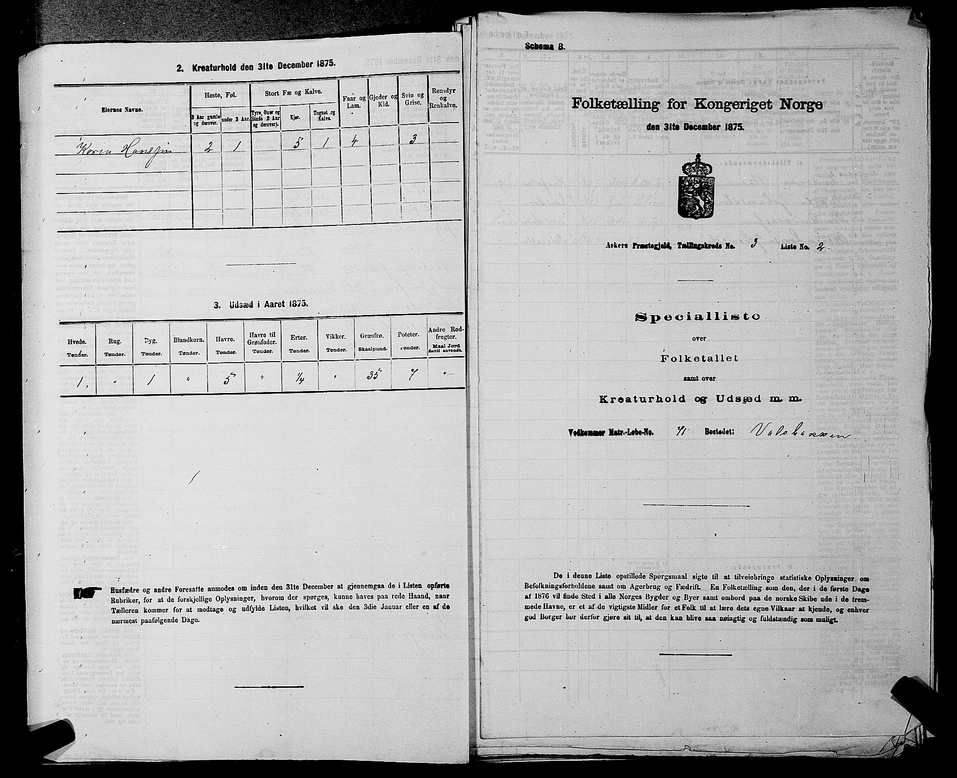 RA, 1875 census for 0220P Asker, 1875, p. 486