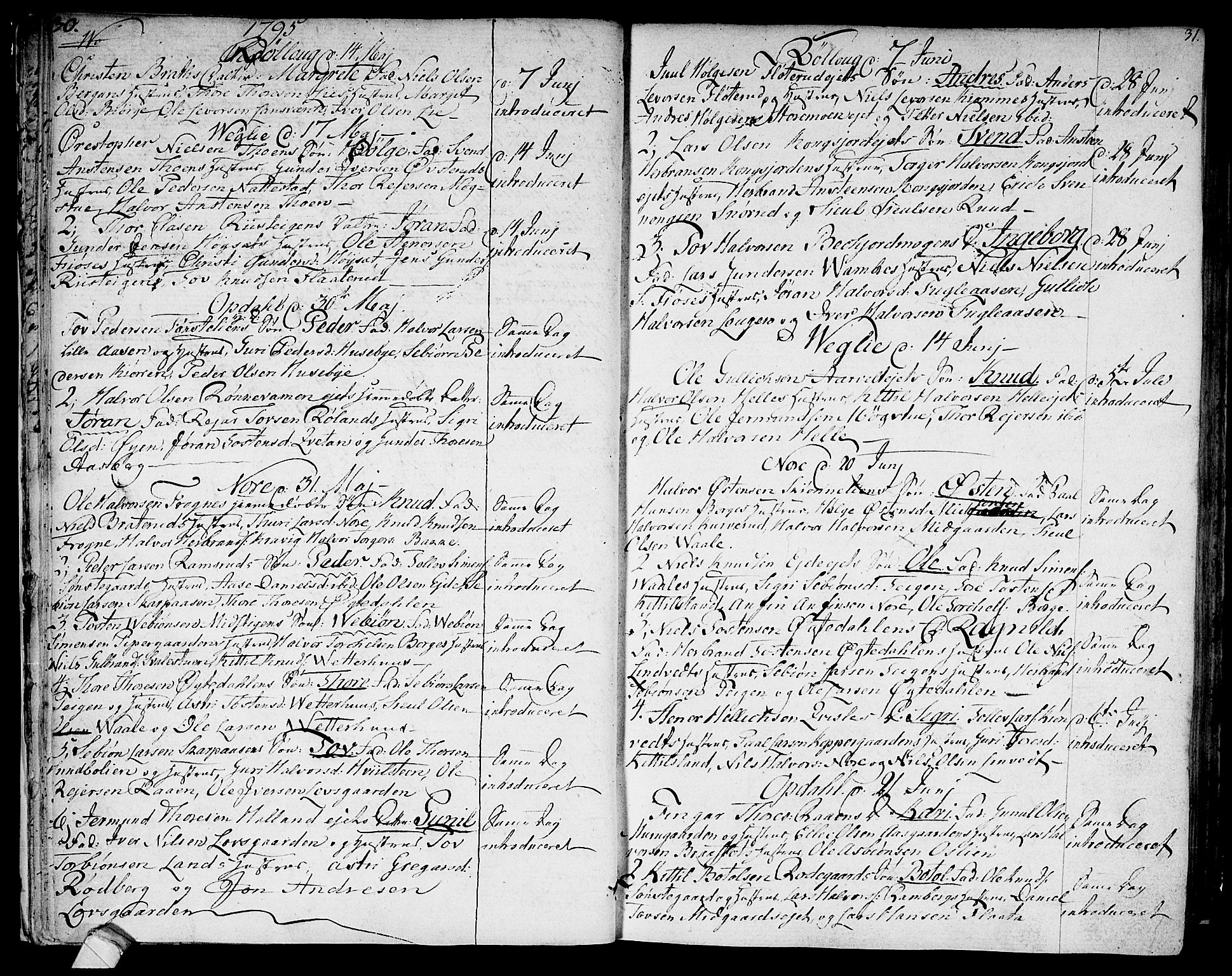 Rollag kirkebøker, AV/SAKO-A-240/F/Fa/L0005: Parish register (official) no. I 5, 1792-1814, p. 30-31