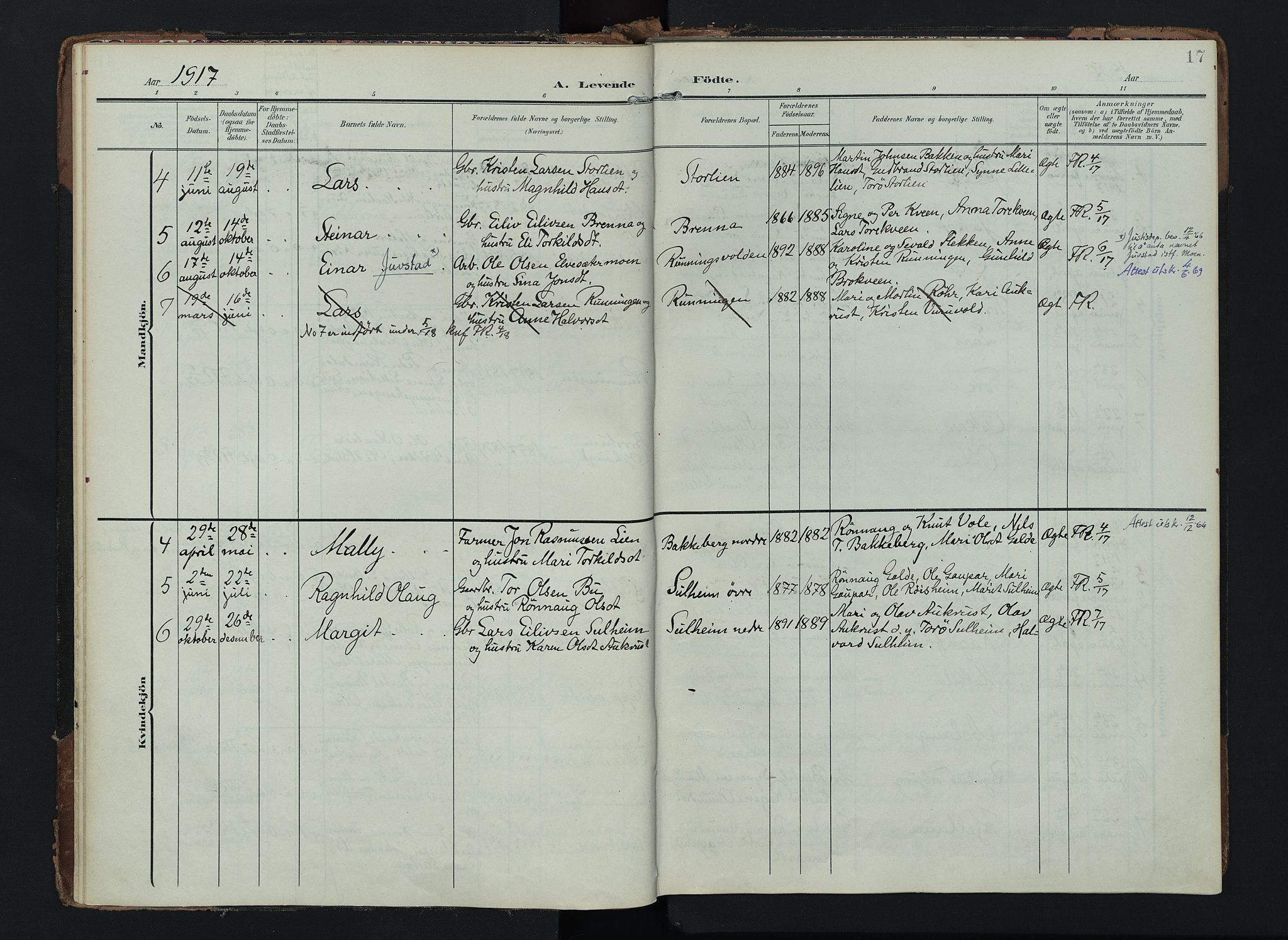 Lom prestekontor, AV/SAH-PREST-070/K/L0012: Parish register (official) no. 12, 1904-1928, p. 17