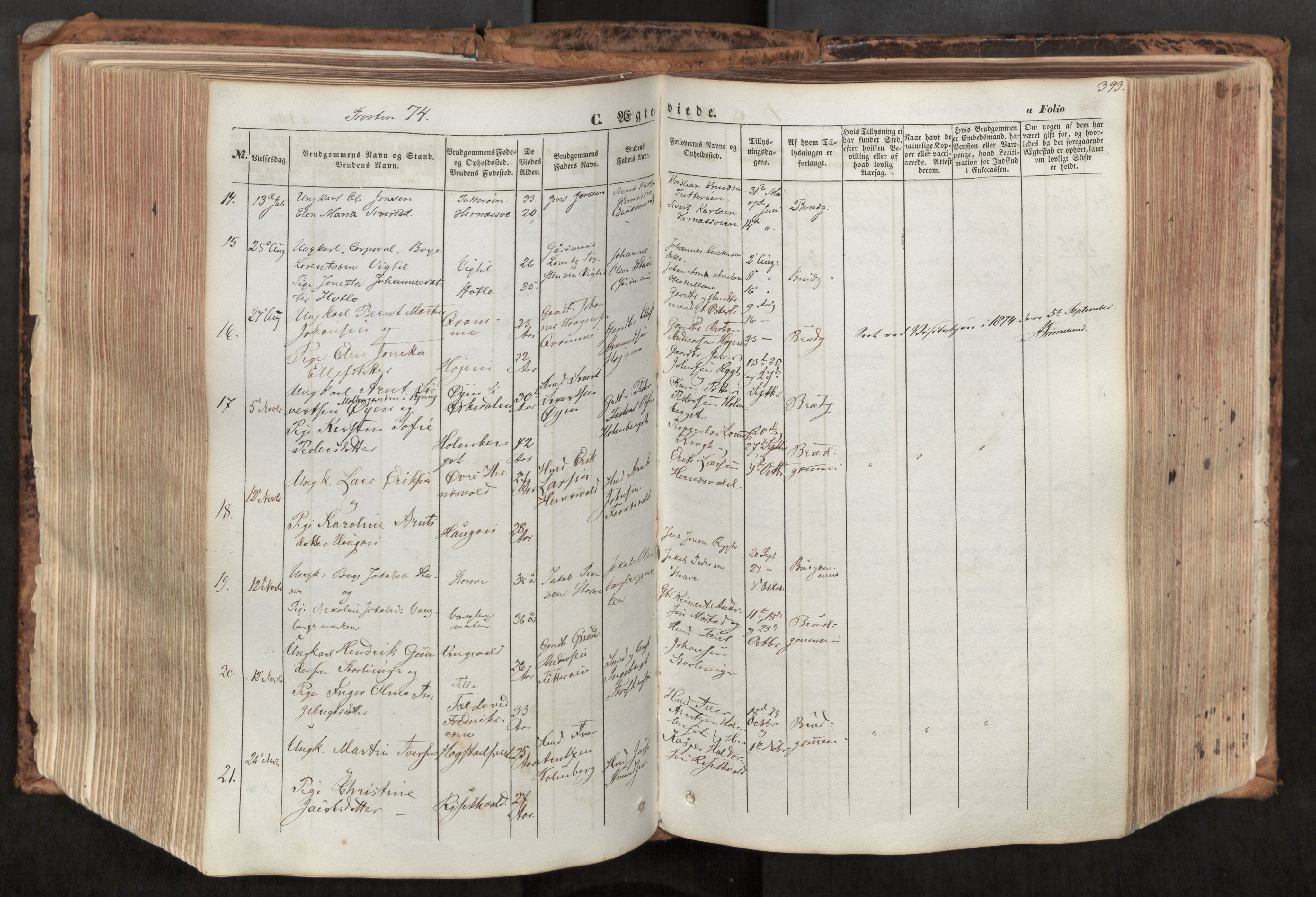 Ministerialprotokoller, klokkerbøker og fødselsregistre - Nord-Trøndelag, SAT/A-1458/713/L0116: Parish register (official) no. 713A07, 1850-1877, p. 393