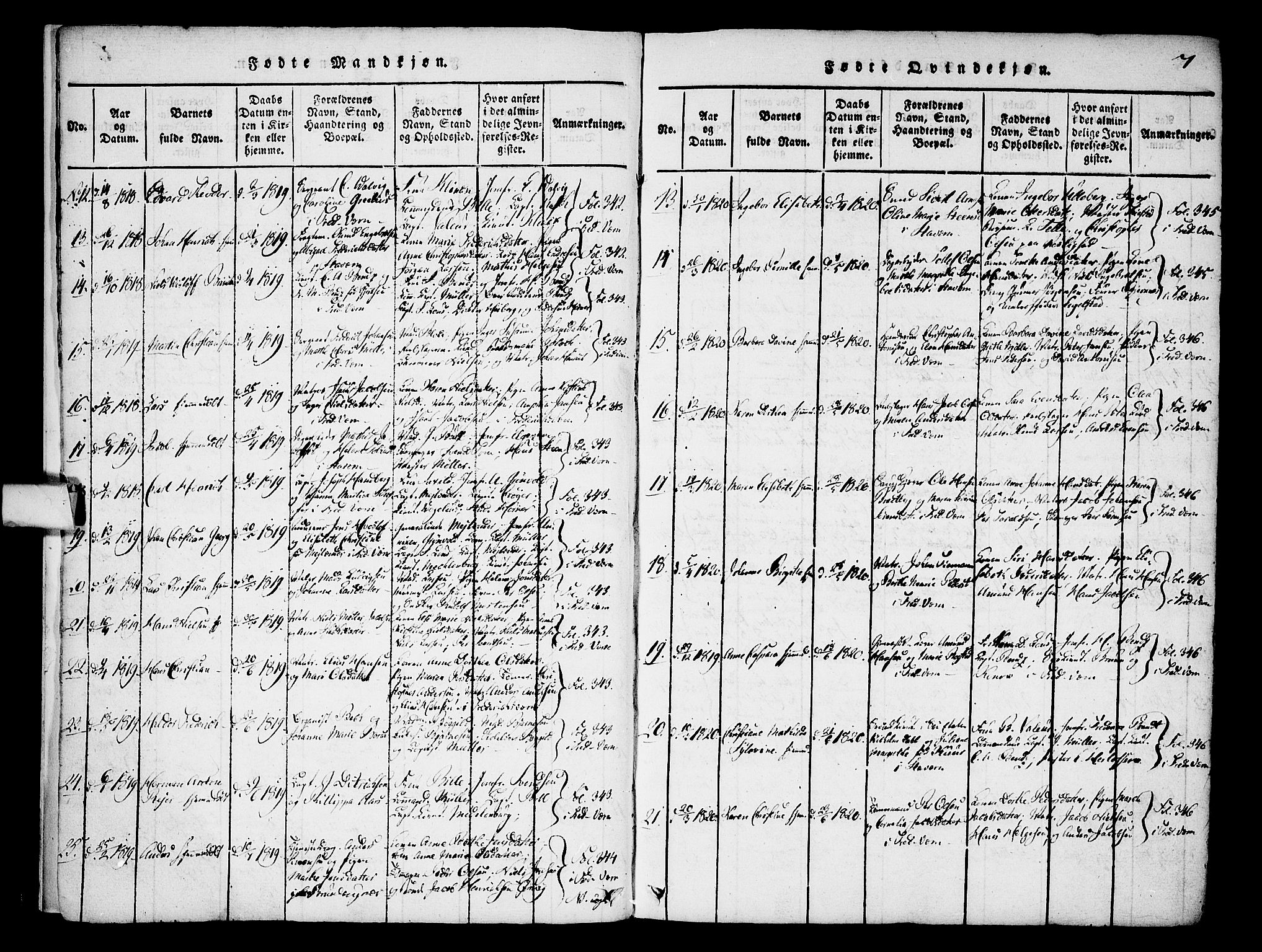Stavern kirkebøker, SAKO/A-318/F/Fa/L0006: Parish register (official) no. 6, 1816-1839, p. 7