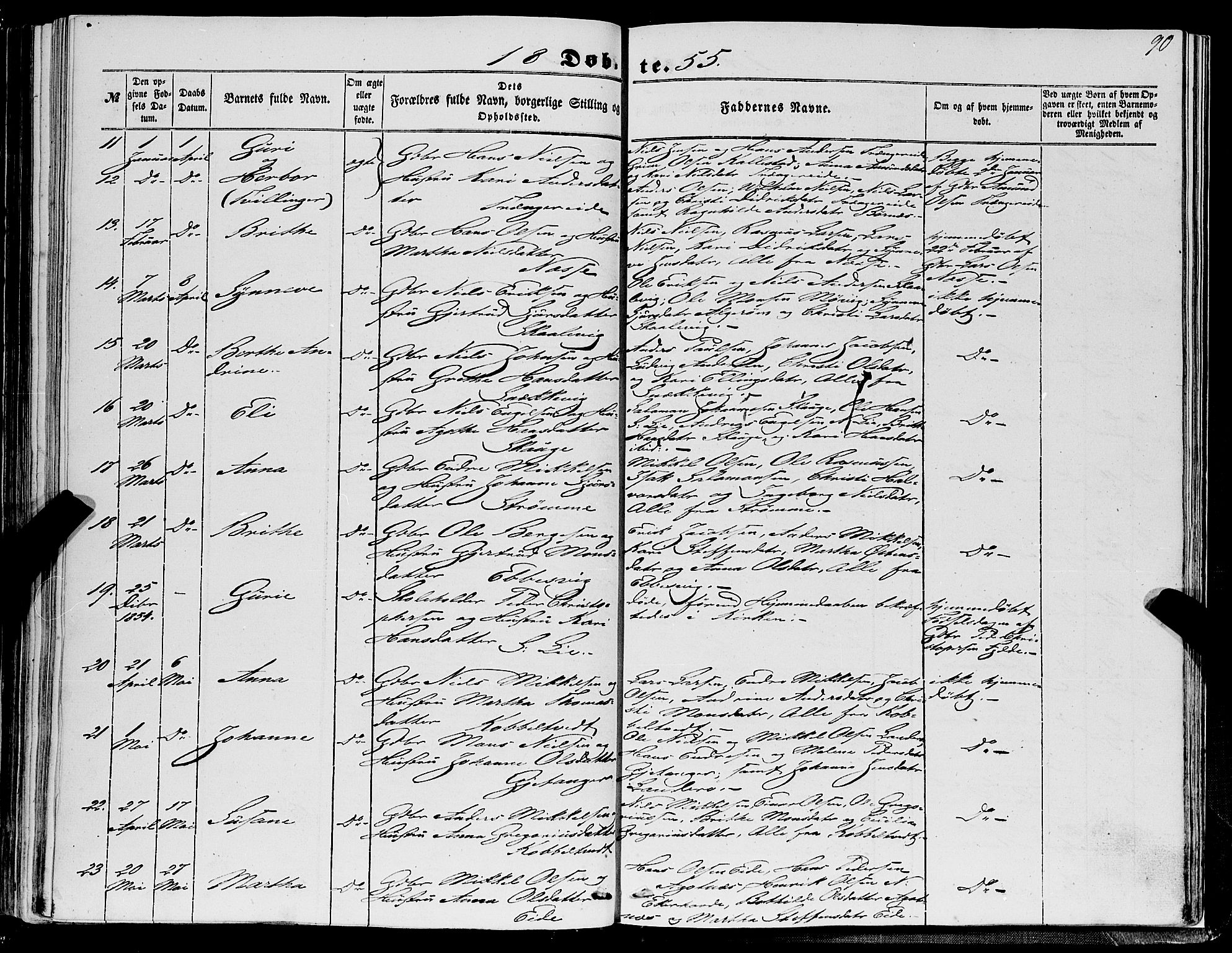 Fjell sokneprestembete, AV/SAB-A-75301/H/Haa: Parish register (official) no. A 2, 1847-1864, p. 90