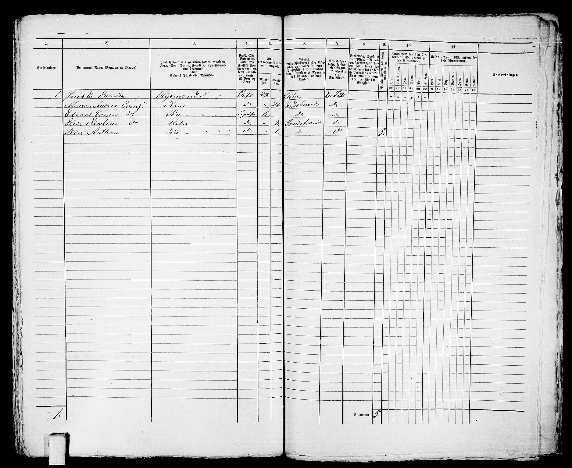 RA, 1865 census for Sandeherred/Sandefjord, 1865, p. 537