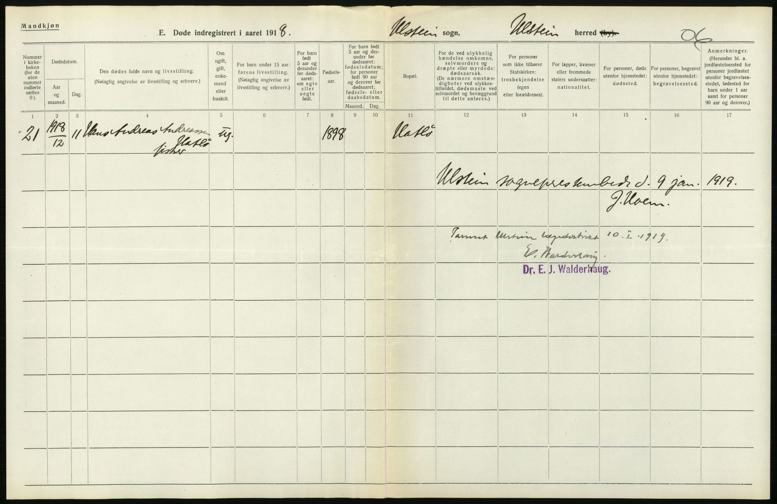 Statistisk sentralbyrå, Sosiodemografiske emner, Befolkning, AV/RA-S-2228/D/Df/Dfb/Dfbh/L0045: Møre fylke: Døde. Bygder og byer., 1918, p. 310