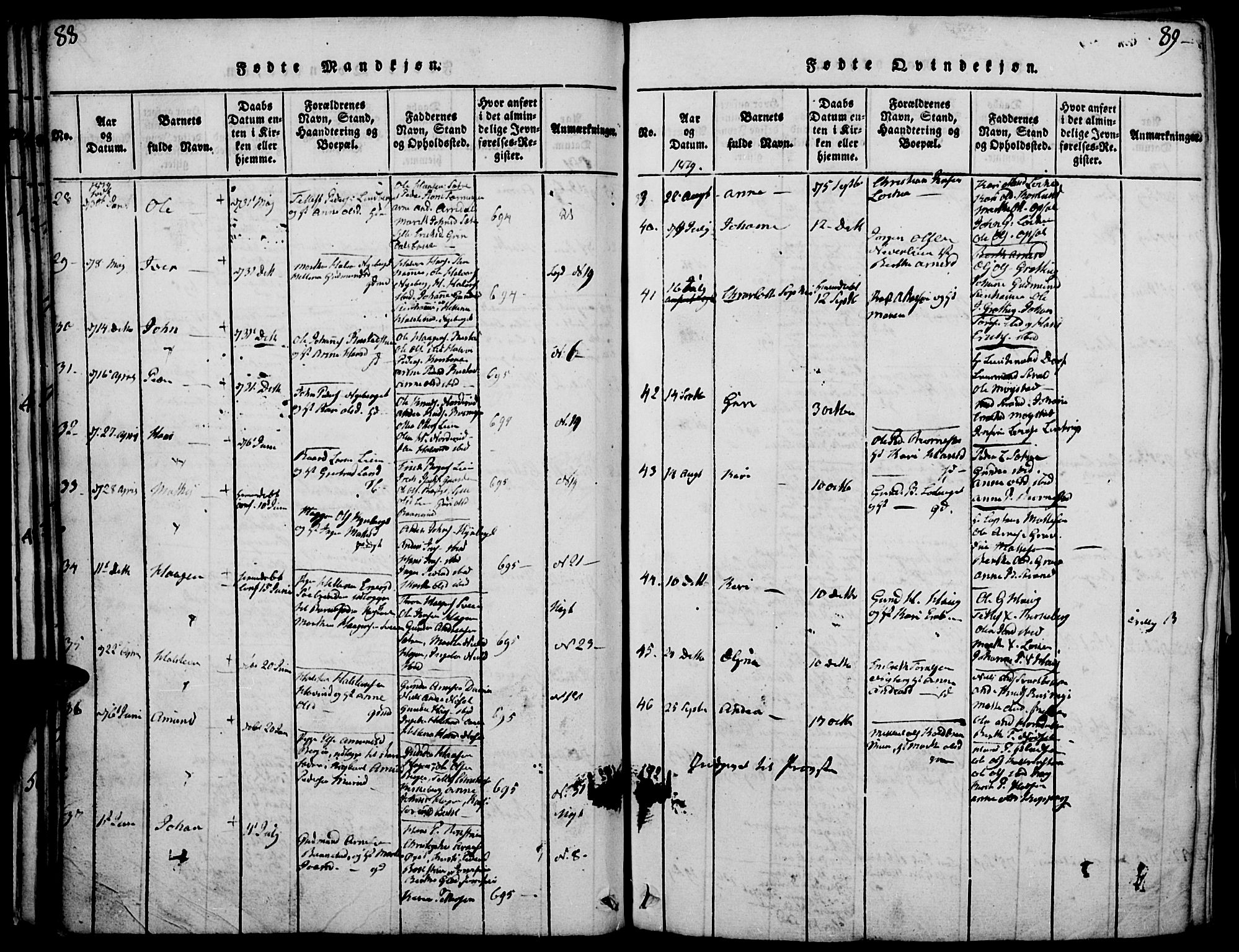 Elverum prestekontor, AV/SAH-PREST-044/H/Ha/Haa/L0007: Parish register (official) no. 7, 1815-1830, p. 88-89