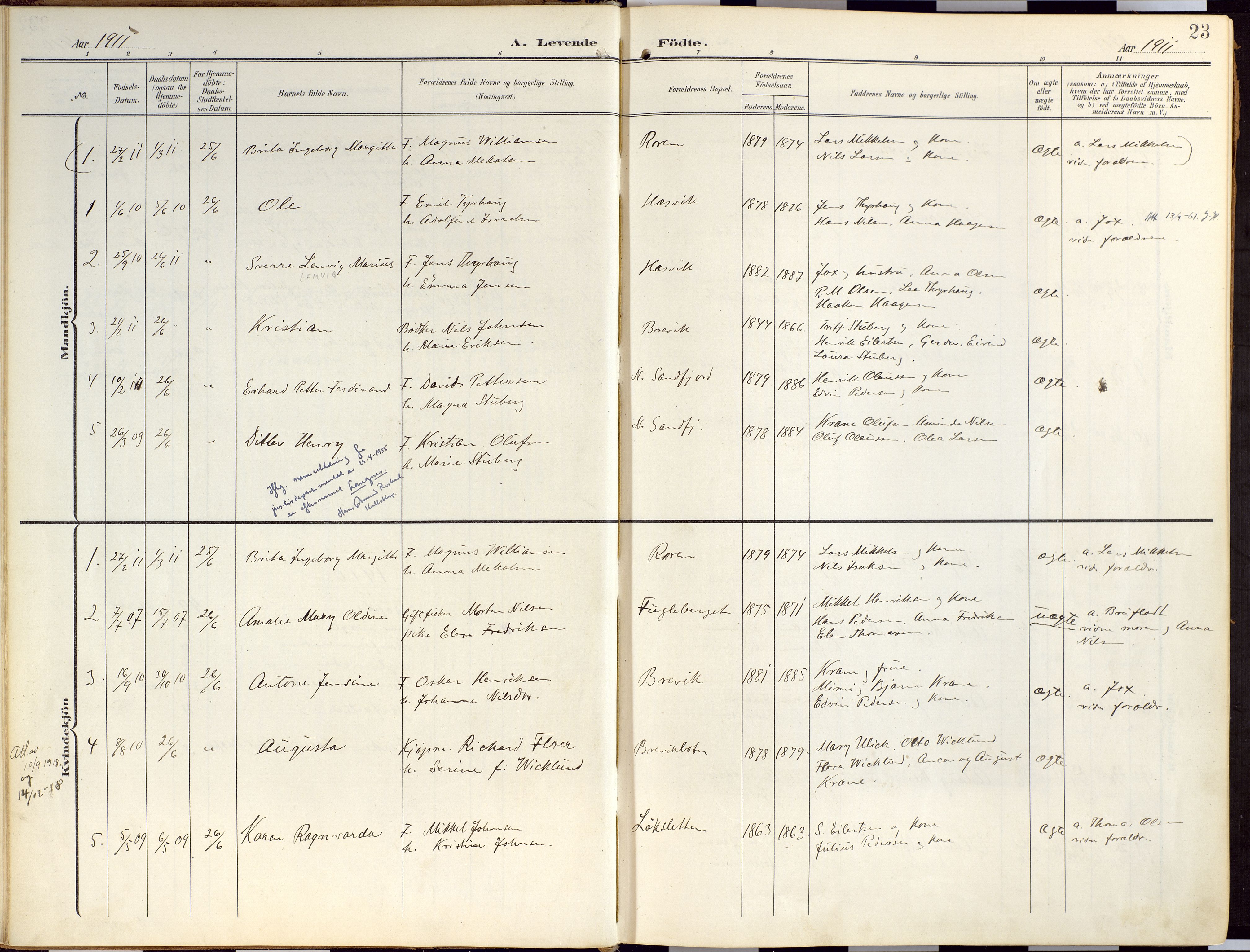 Loppa sokneprestkontor, SATØ/S-1339/H/Ha/L0010kirke: Parish register (official) no. 10, 1907-1922, p. 23