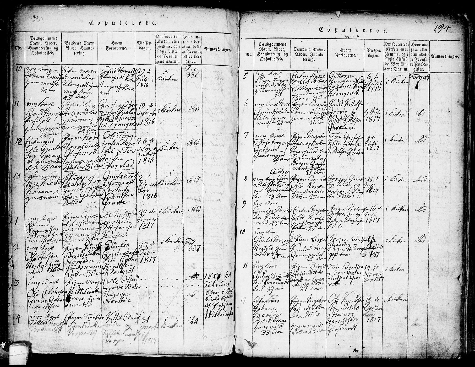 Seljord kirkebøker, AV/SAKO-A-20/G/Ga/L0001: Parish register (copy) no. I 1, 1815-1854, p. 194