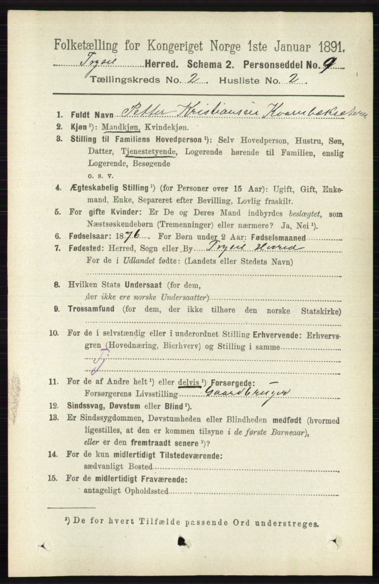 RA, 1891 census for 0428 Trysil, 1891, p. 741