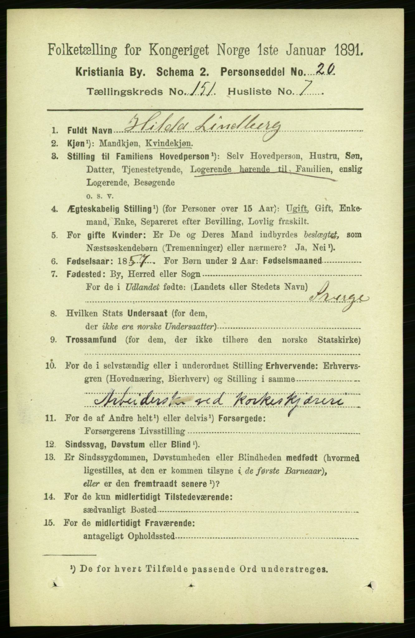 RA, 1891 census for 0301 Kristiania, 1891, p. 84539