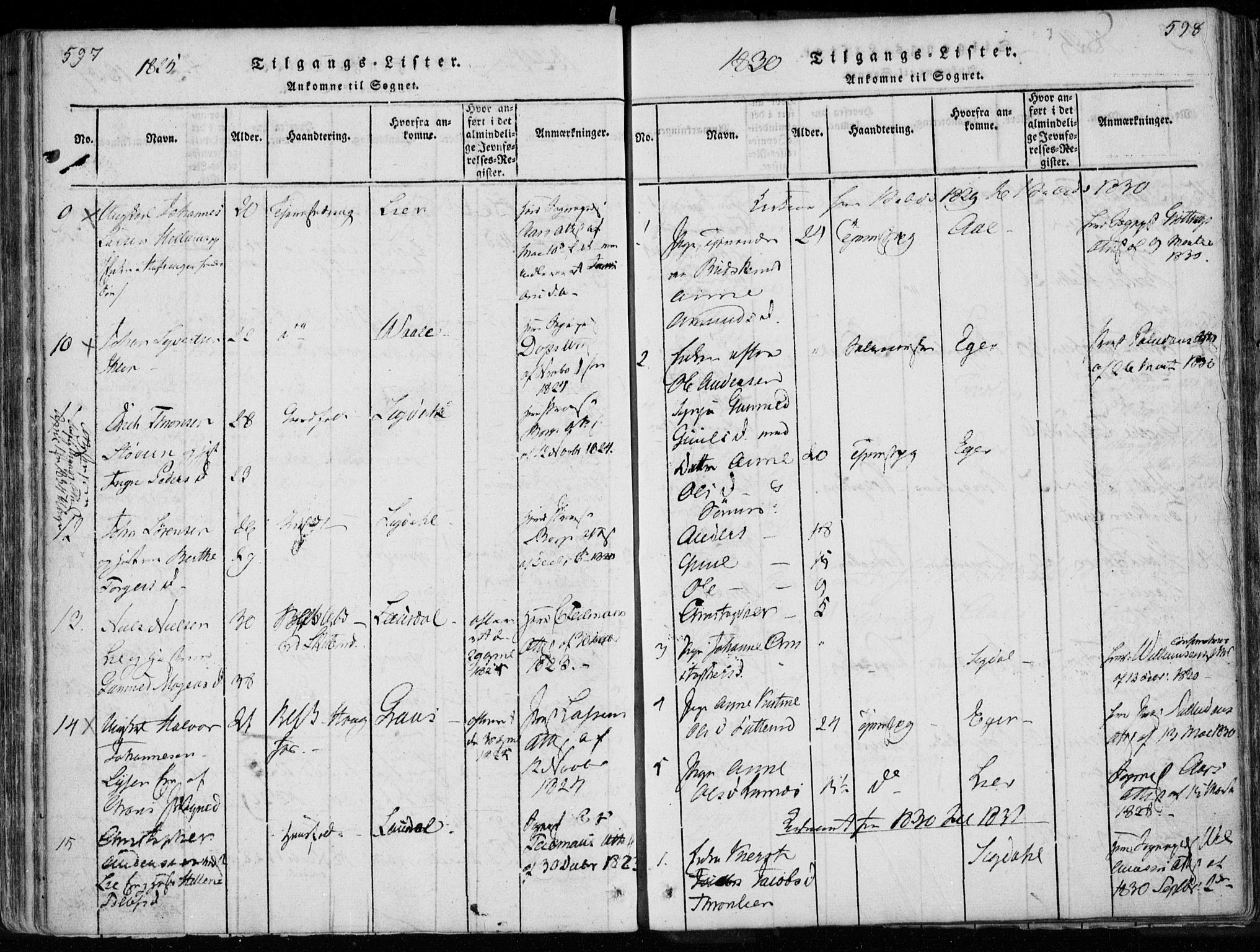 Modum kirkebøker, SAKO/A-234/F/Fa/L0005: Parish register (official) no. 5, 1824-1841, p. 597-598