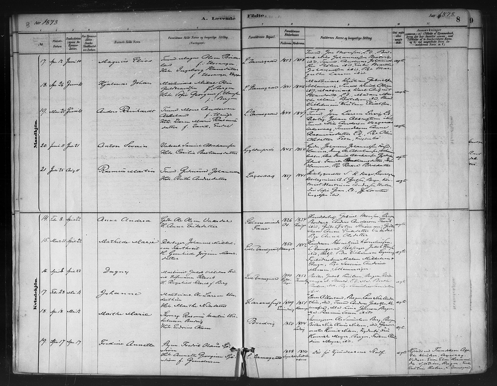 Askøy Sokneprestembete, AV/SAB-A-74101/H/Ha/Haa/Haae/L0002: Parish register (official) no. E 2, 1878-1891, p. 8